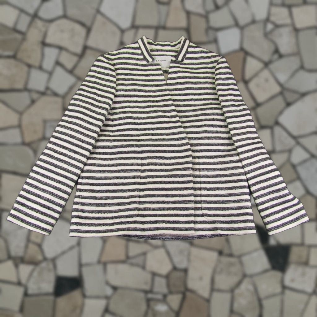 Ralph Lauren VINTAGE LK Bennett Blazer Women 10 Black White Striped Cotton-Blend Denim Snap Front 90s-Inspired Womens Size L / US 10 / IT 46 - 1 Thumbnail