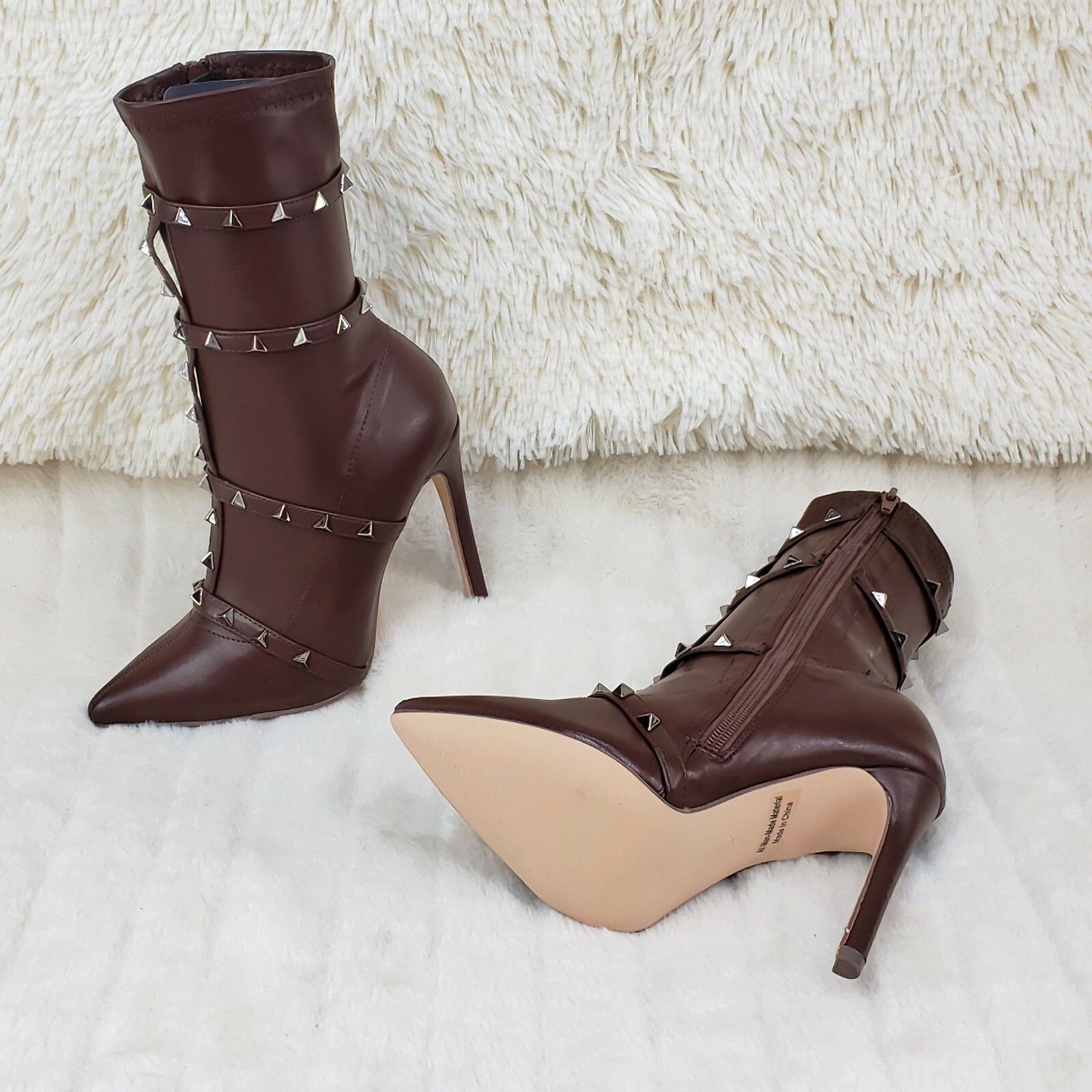 Other Mark Pyramid Stud Strap High Heel Pointy Toe Stretch Ankle B Size US 10 / IT 40 - 3 Thumbnail