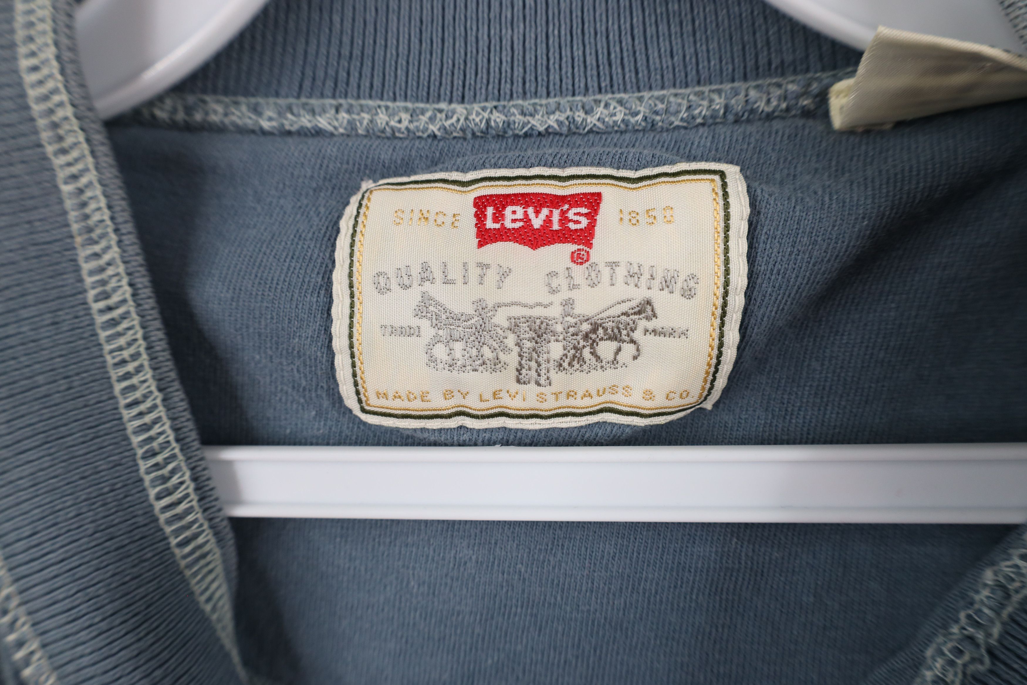 Levi's × Vintage Vintage 90s Levis Baggy Fit Ribbed Henley T-Shirt Blue Size US M / EU 48-50 / 2 - 8 Thumbnail