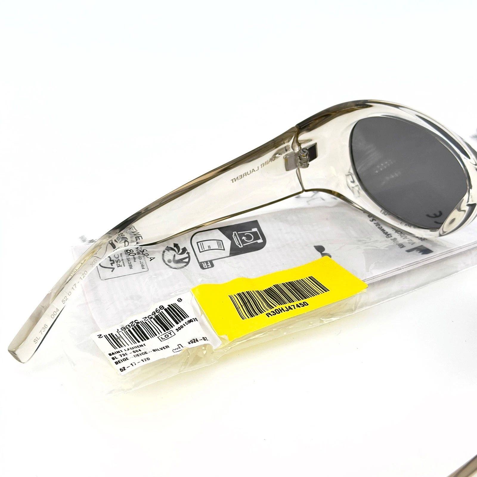 Saint Laurent Paris SAINT LAURENT SHADE SL 736 SL736 Crystal Gray Sunglasses 004 Size ONE SIZE - 6 Thumbnail
