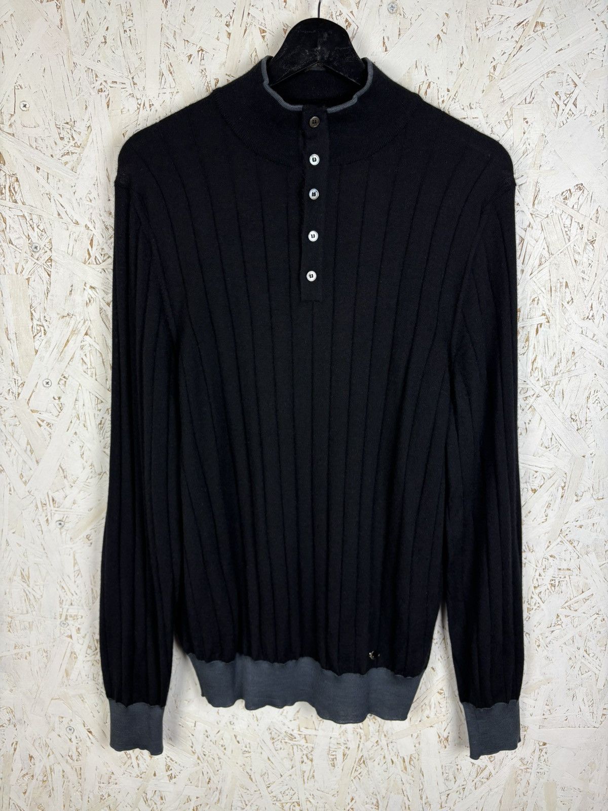 Louis Vuitton Louis Vuitton Cashmere Wool Ribbed Henley Knit Sweater L Size US L / EU 52-54 / 3 - 1 Thumbnail