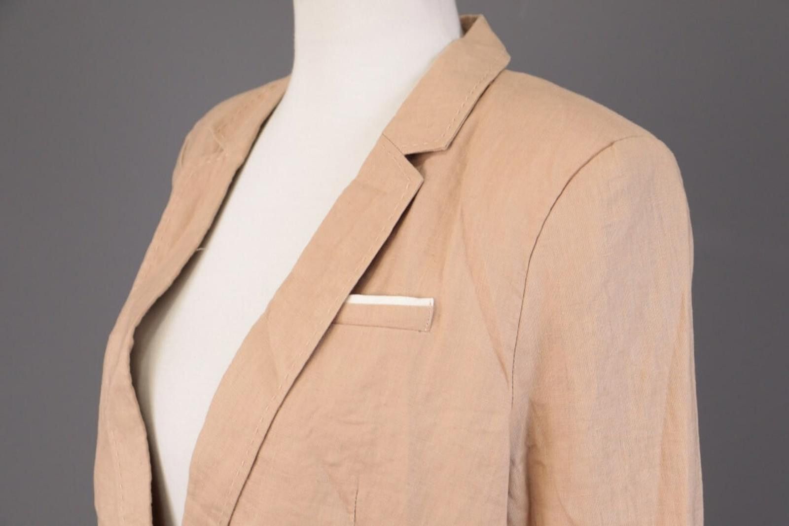 Oscar De La Renta Oska Beige 100% Linen Single Breasted Blazer Jacket Size 2 Size XS / US 0-2 / IT 36-38 - 7 Thumbnail