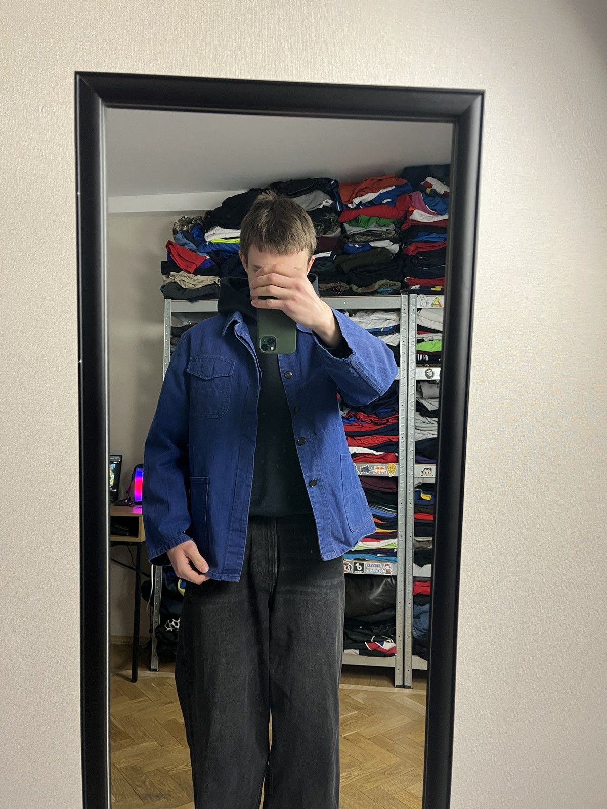 Le Laboureur French Workwear German Work Jacket Sanfor Blue Chore Coat Size US M / EU 48-50 / 2 - 2 Thumbnail