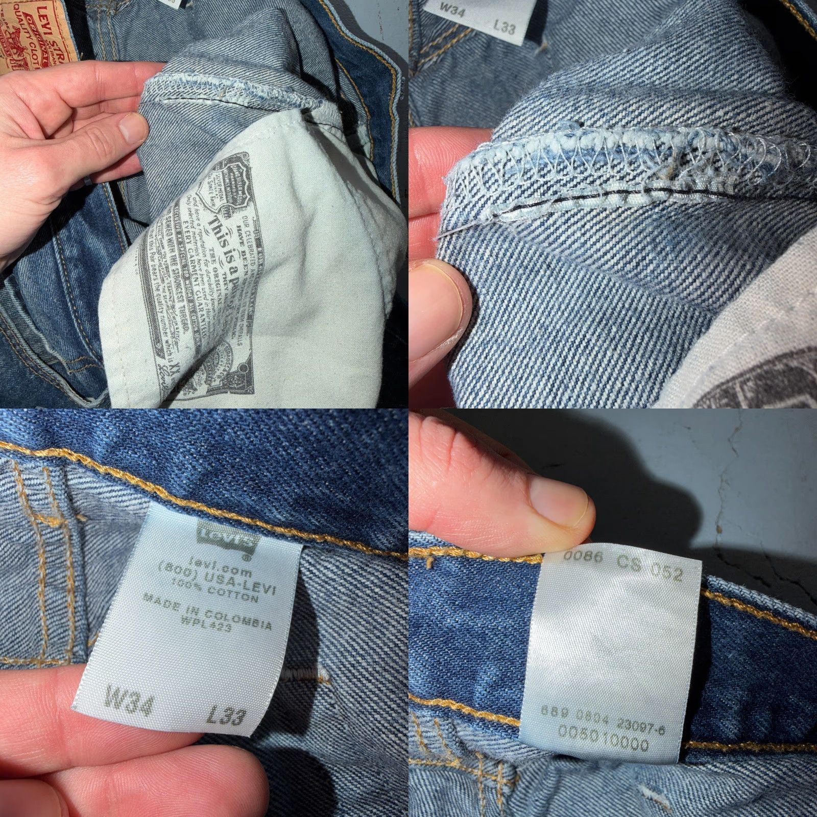 Levi's Levis 501 Vintage Jeans 501 Levi's Straight Leg 34x33 Blue Med Wash 90s Mens Regular Size US 34 / EU 50 - 9 Thumbnail