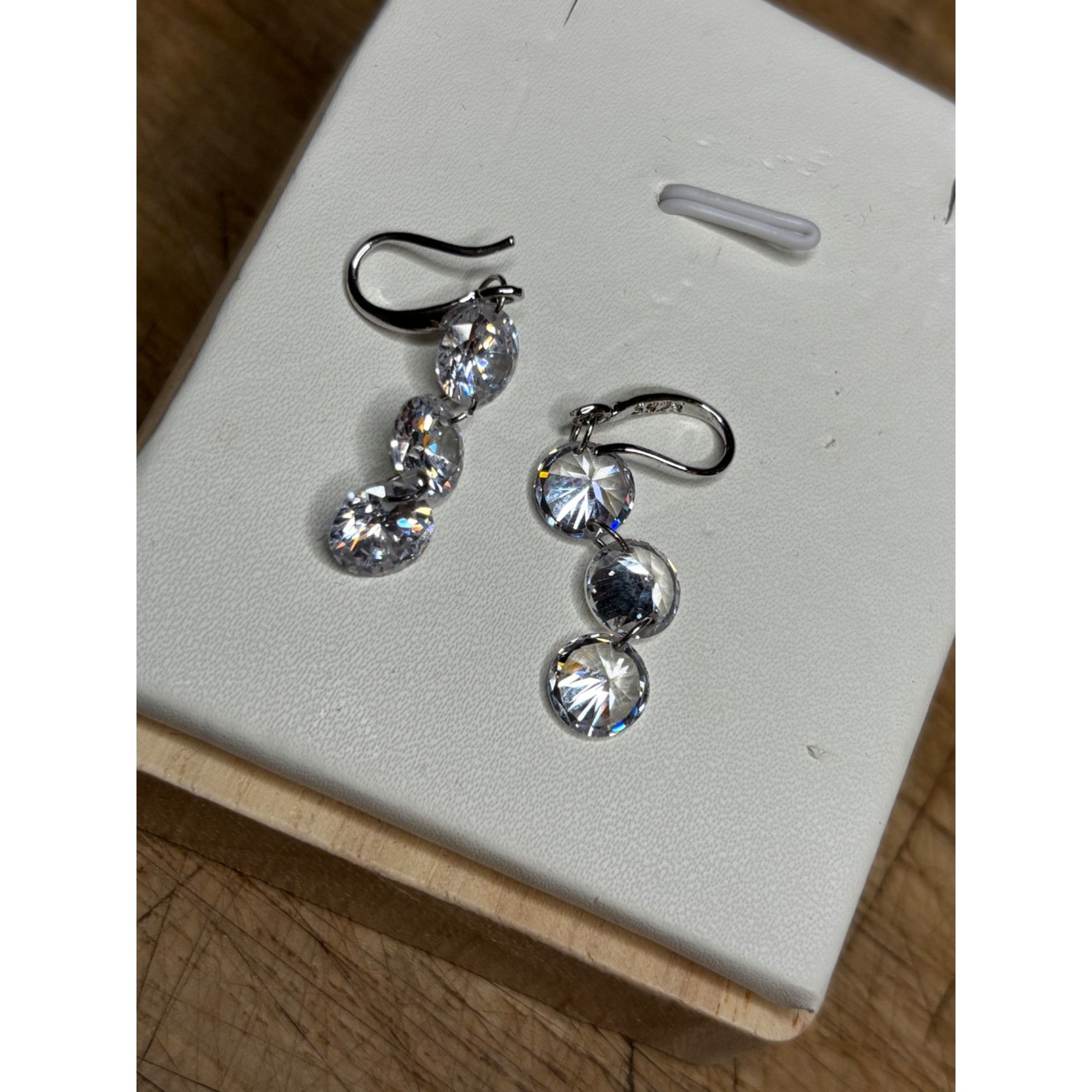 Other Sterling Silver Cubic Zirconia Drop Earrings Size ONE SIZE - 3 Thumbnail