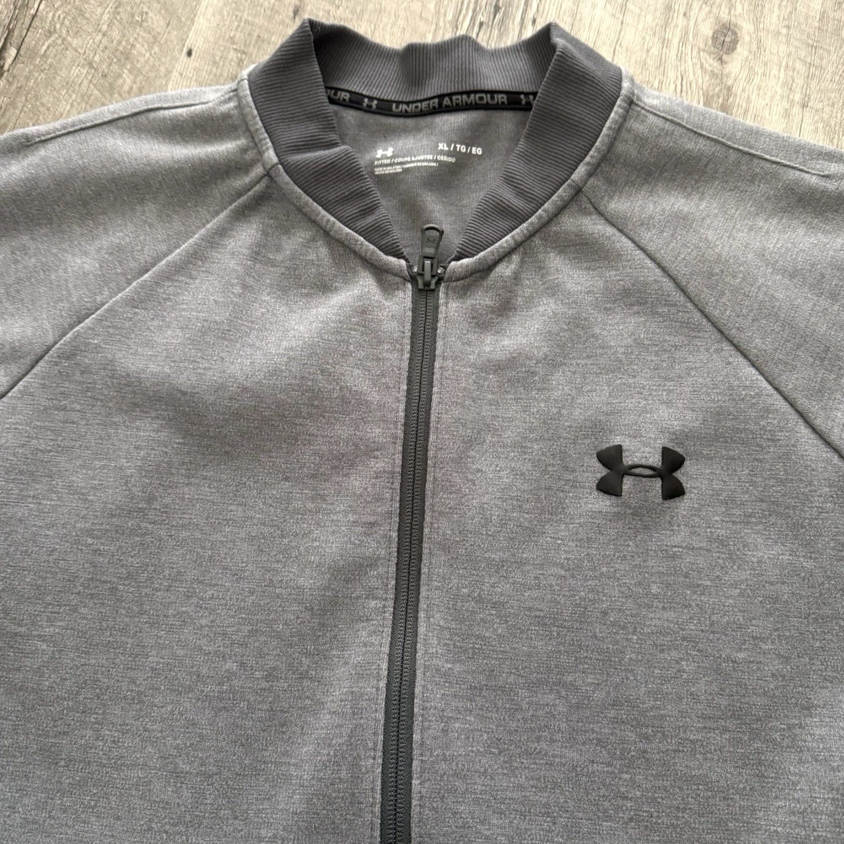 Under Armour Under Armour UA Double Knit Bomber Jacket Mens XL Gray Zip Full Zip Pockets Breathable Athletic Fit 1347272 Size US XL / EU 56 / 4 - 6 Thumbnail