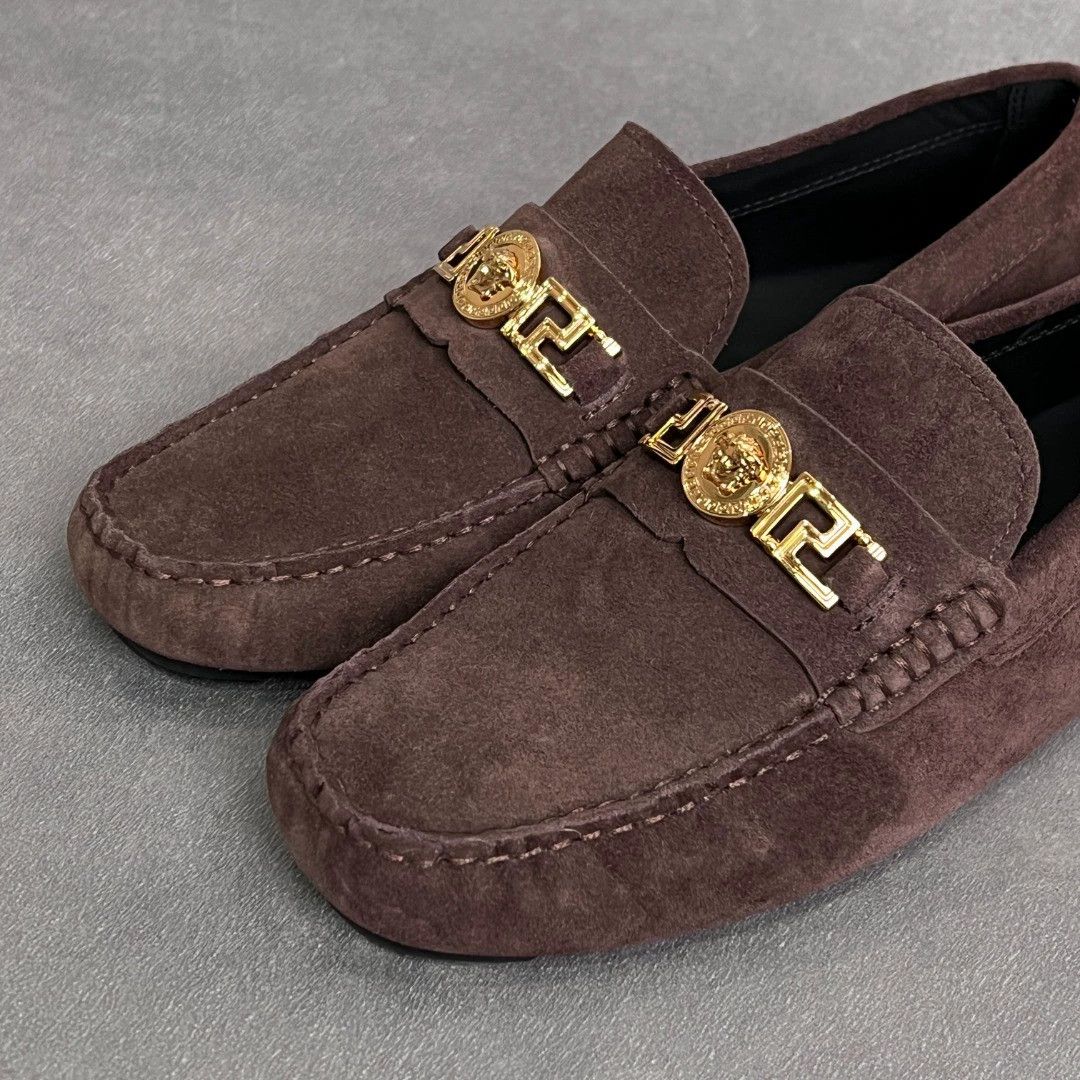 Versace VERSACE Brown Medusa Leather Loafers Size US 8 / IT 38 - 2 Thumbnail