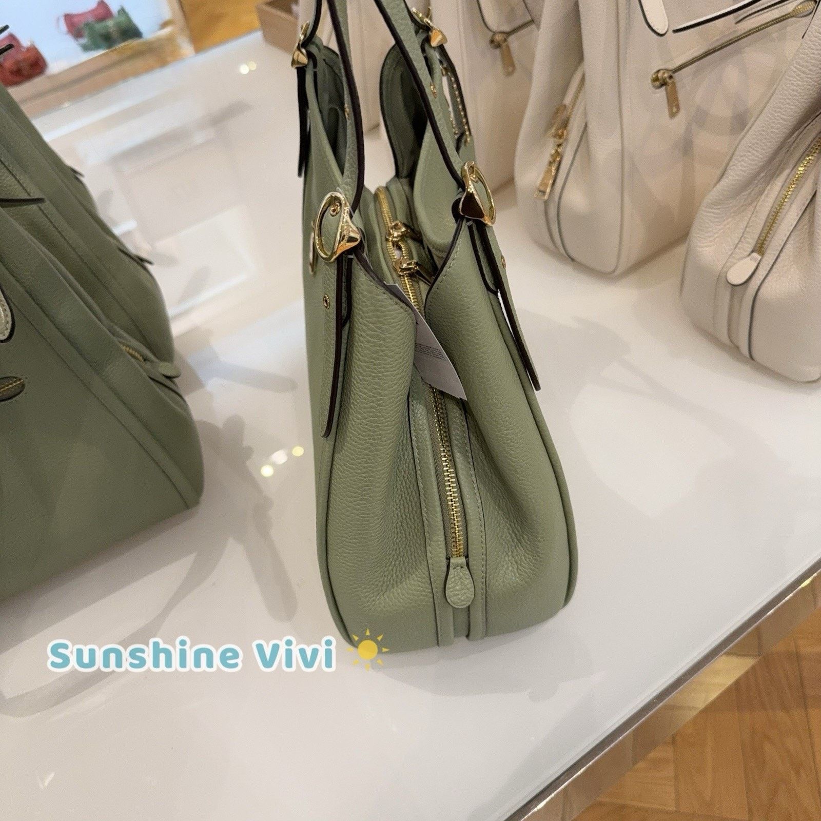 Coach NWT Coach Erin Shoulder Bag Leather CAQ86 Gold/Pistachio Size ONE SIZE - 4 Thumbnail