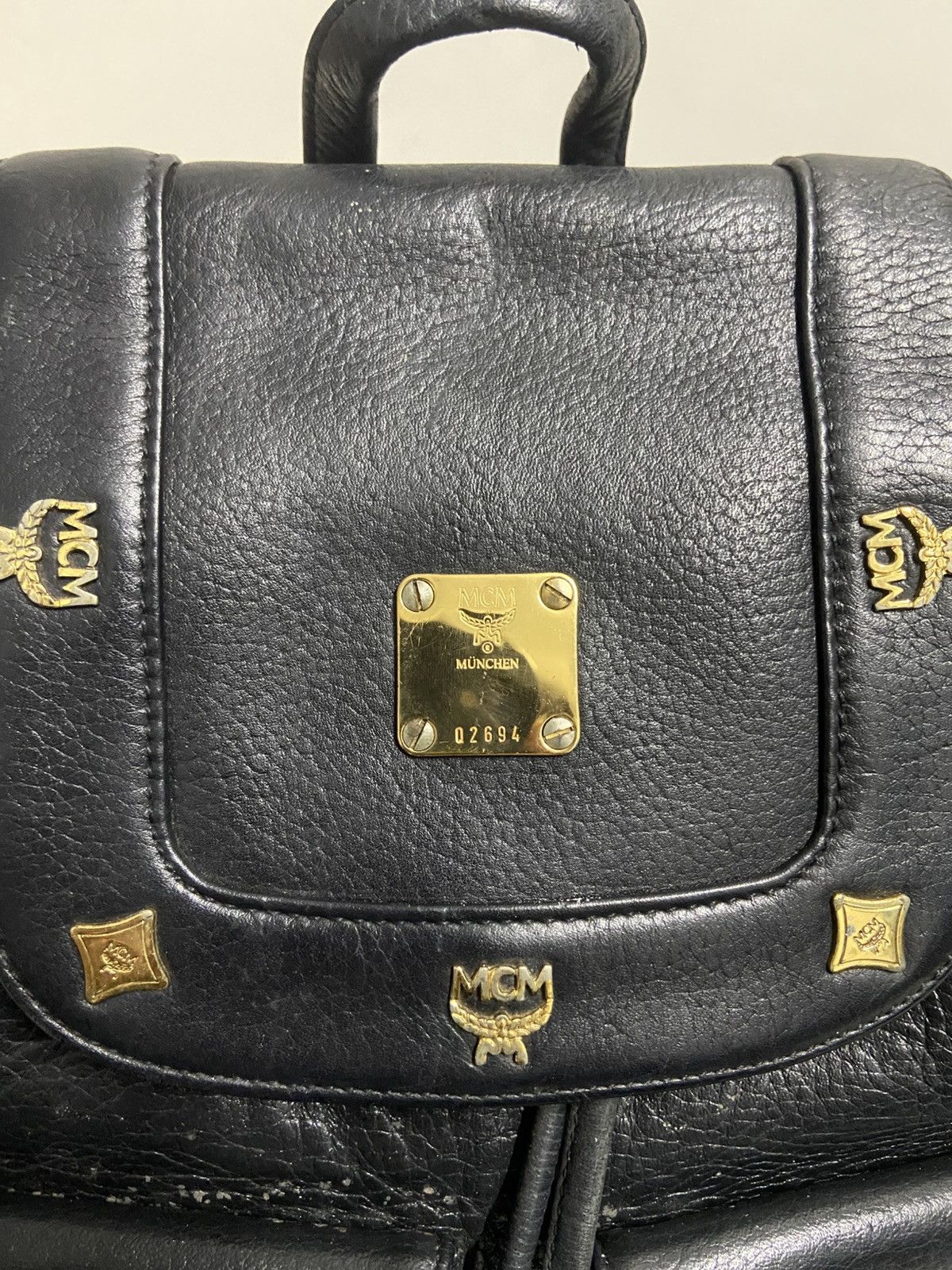 MCM MCM Vintage Black Leather Backpack Size ONE SIZE - 8 Thumbnail