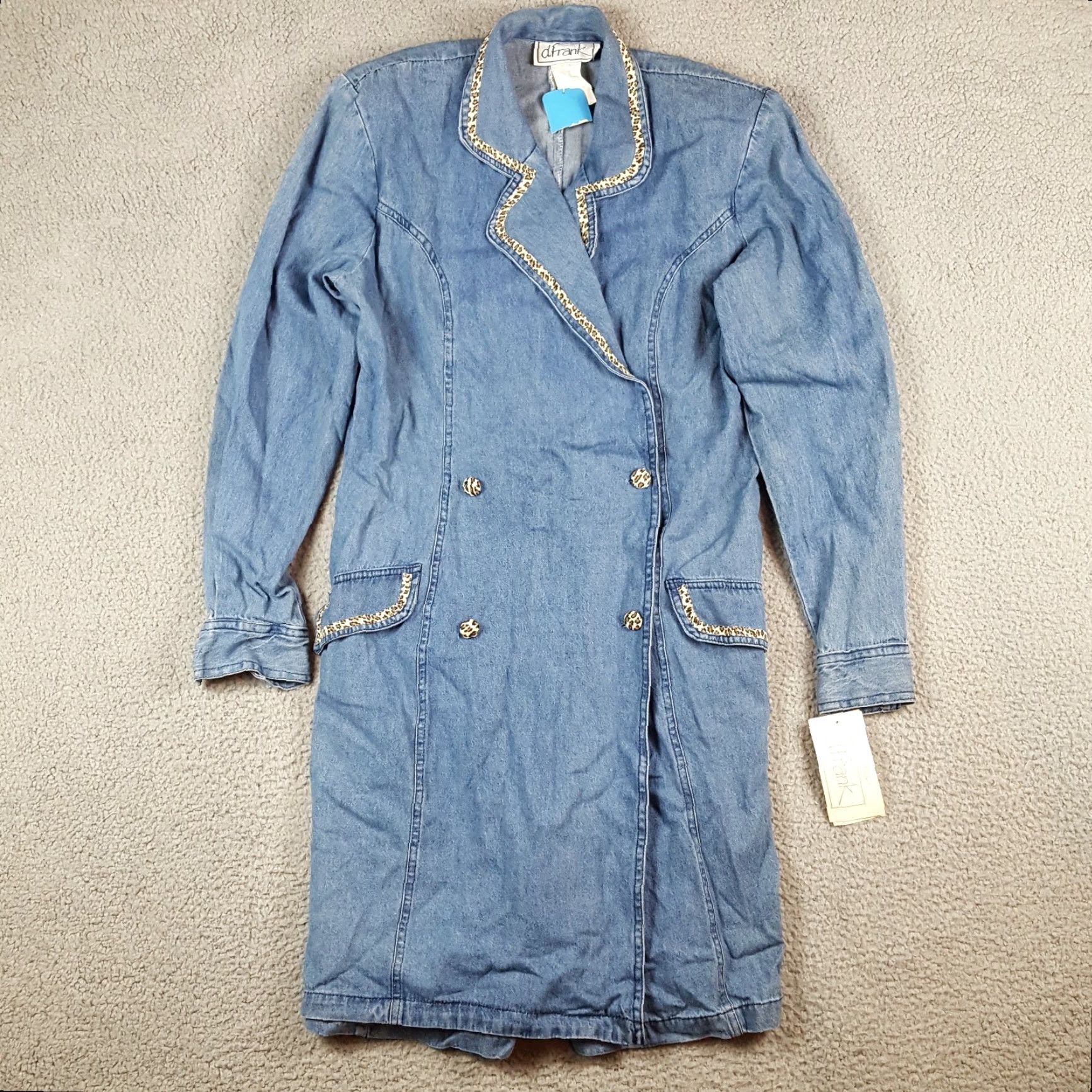 Velvet VINTAGE 80s Denim Romper Women's 14 Velvet Cheetah Skort Jort Dress Size XL / US 12-14 / IT 48-50 - 2 Thumbnail