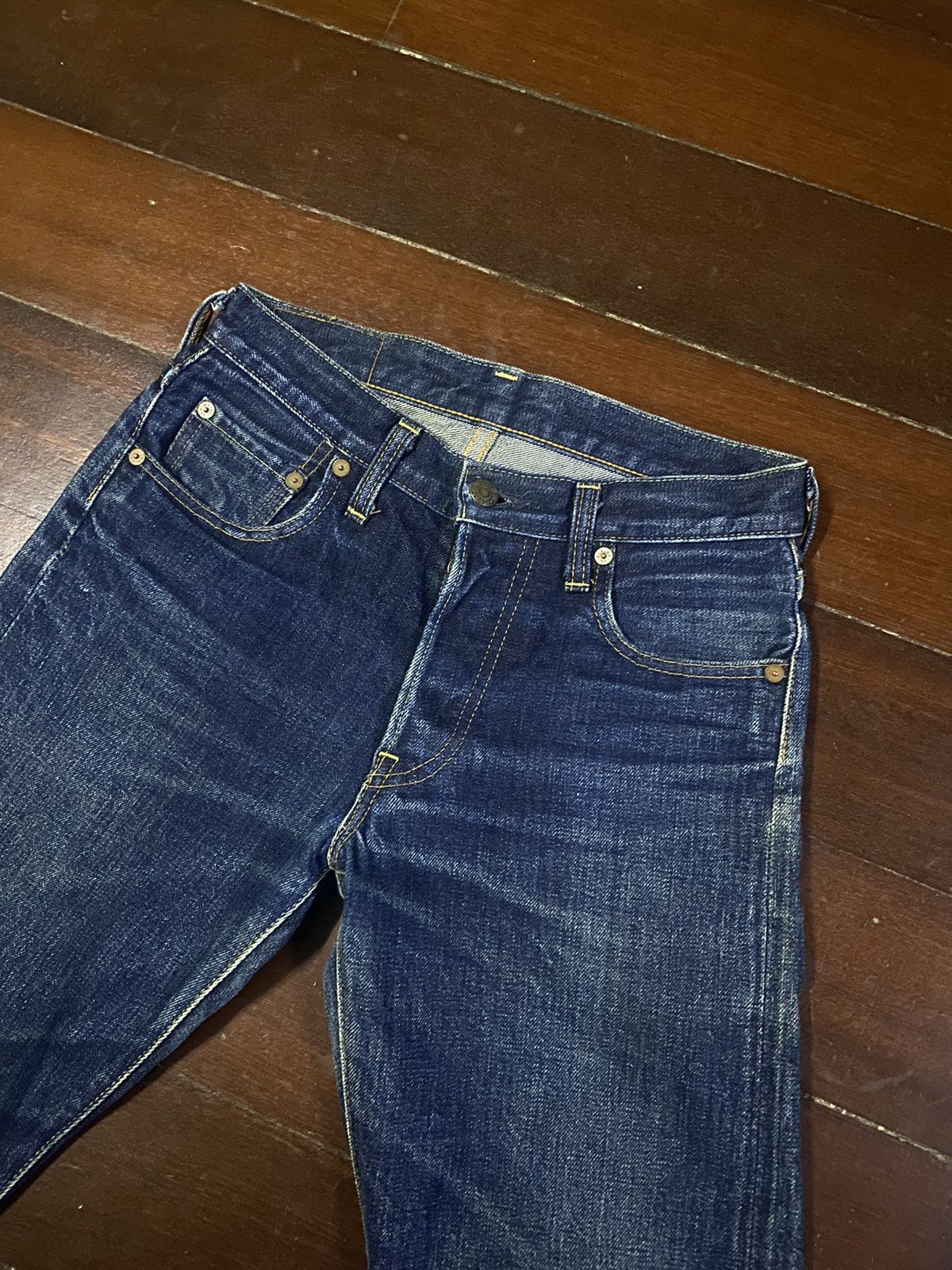 Denime Denime XX Leather Patch Selvedge Jeans mud wash clawmark Size 28" / US 6 / IT 42 - 6 Thumbnail