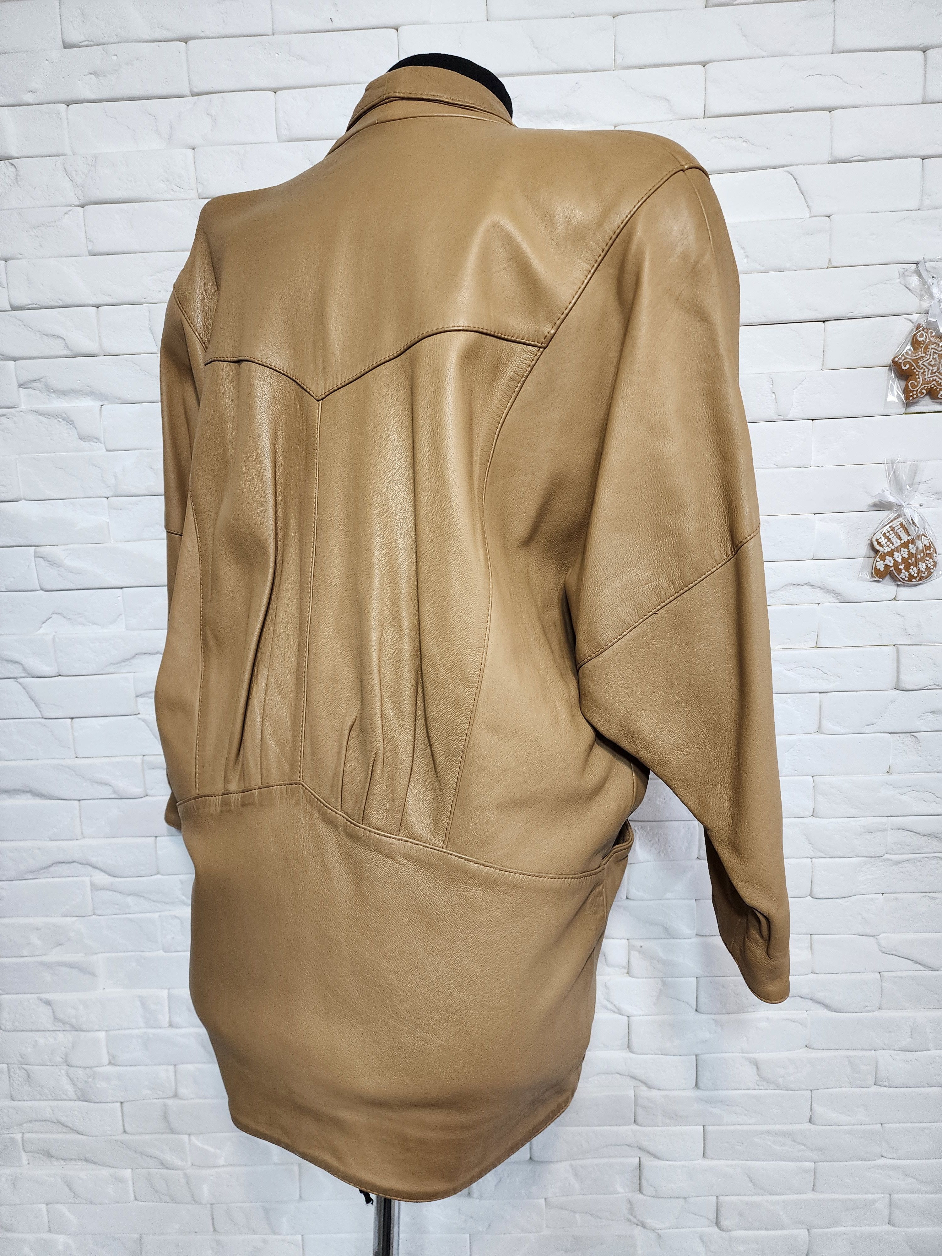Other Brown Leather Jacket: Classic Button Front Coat Size L / US 10 / IT 46 - 5 Thumbnail