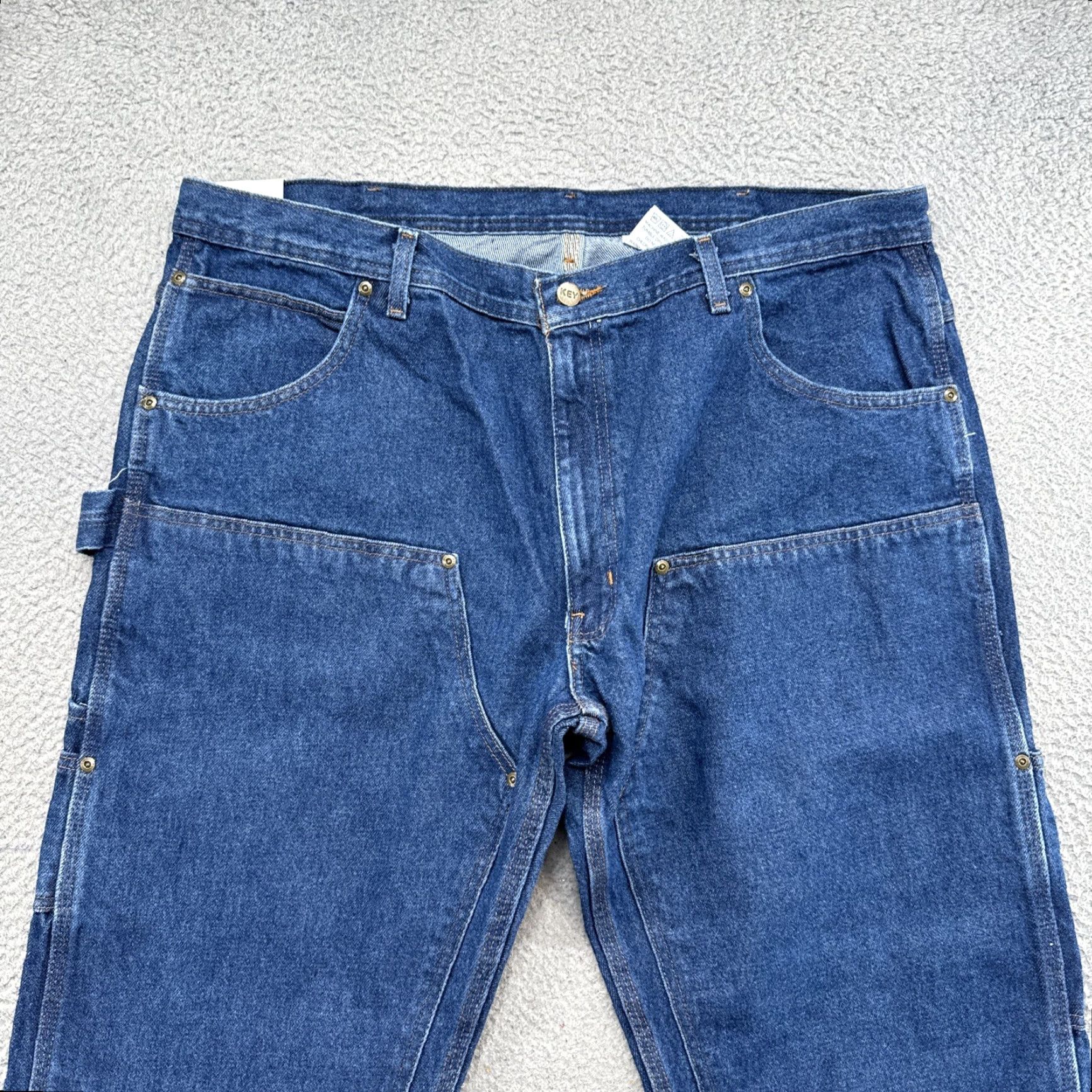 Vintage Key Jeans Relaxed Fit Double Front Carpenter Dungaree Denim 42x30 BLUE Mens 42 30 New Size US 42 / EU 58 - 6 Thumbnail