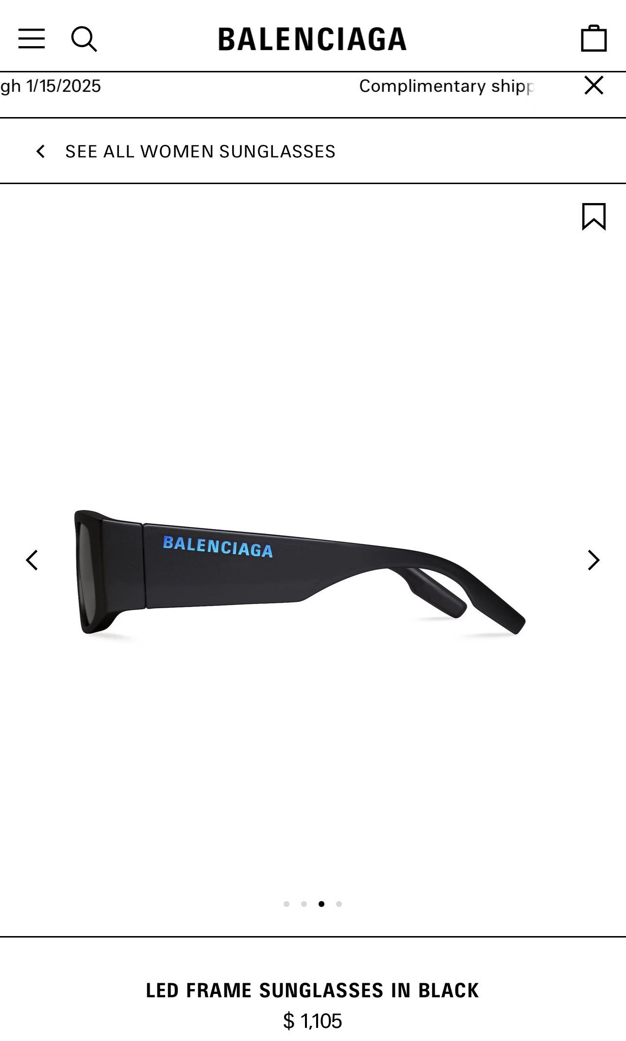 Balenciaga LED FRAME SUNGLASSES IN BLACK Size ONE SIZE - 4 Thumbnail
