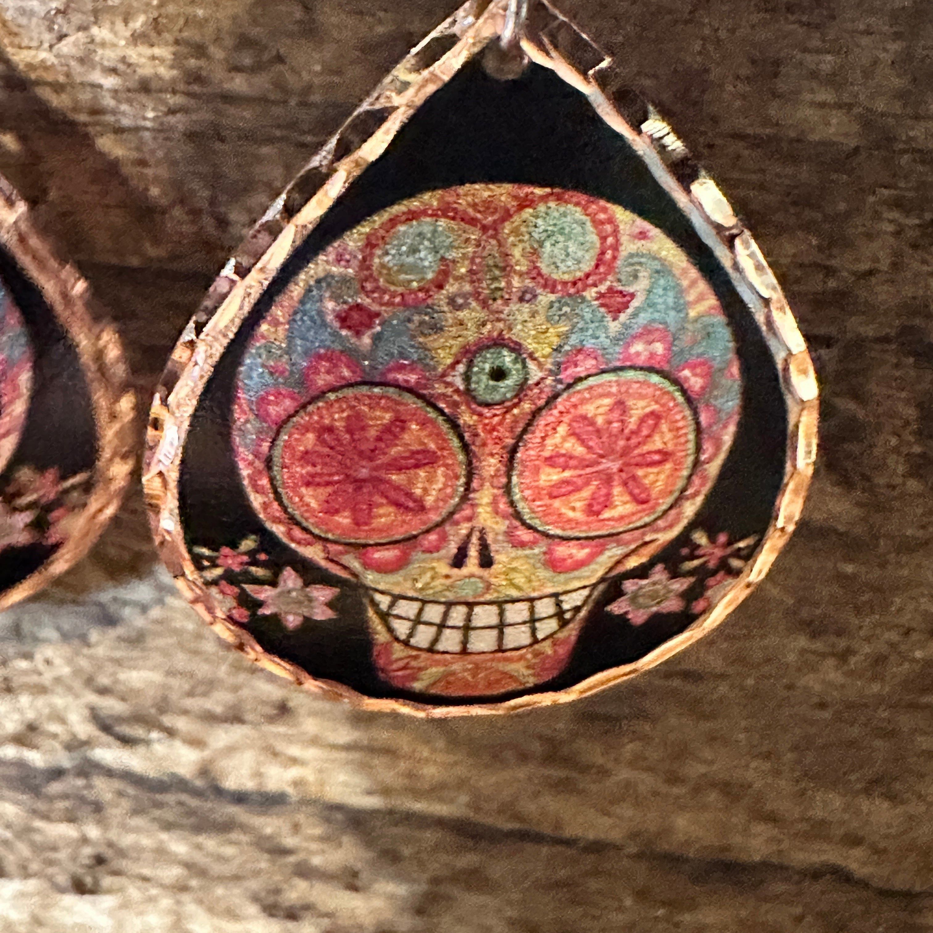 Other Handmade Boho Copper Earrings, Day of The Dead Wire Earrings Size ONE SIZE - 6 Thumbnail