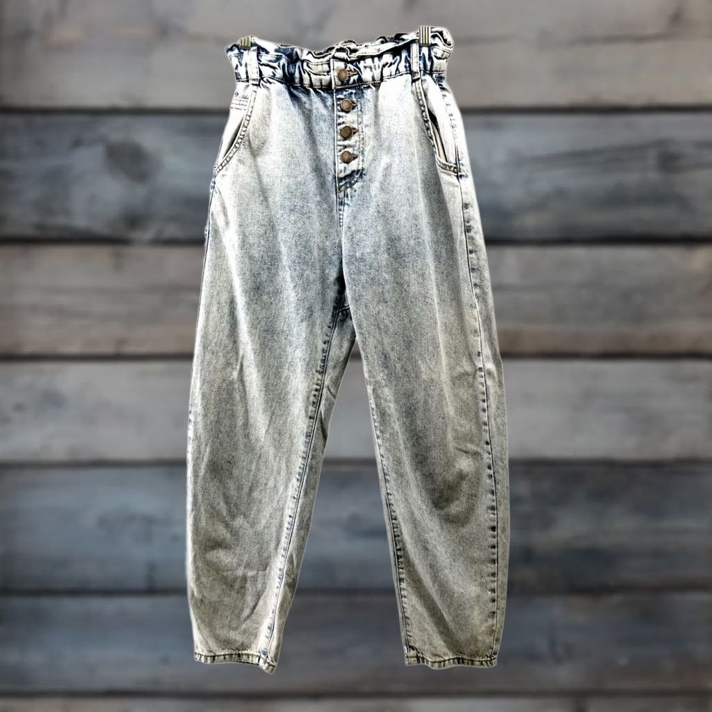 Zara Zara High Rise Tapered Jeans Womens 4 Blue Acid Wash Paper Bag Relaxed Button Jeans Size 27" / US 4 / IT 40 - 1 Thumbnail