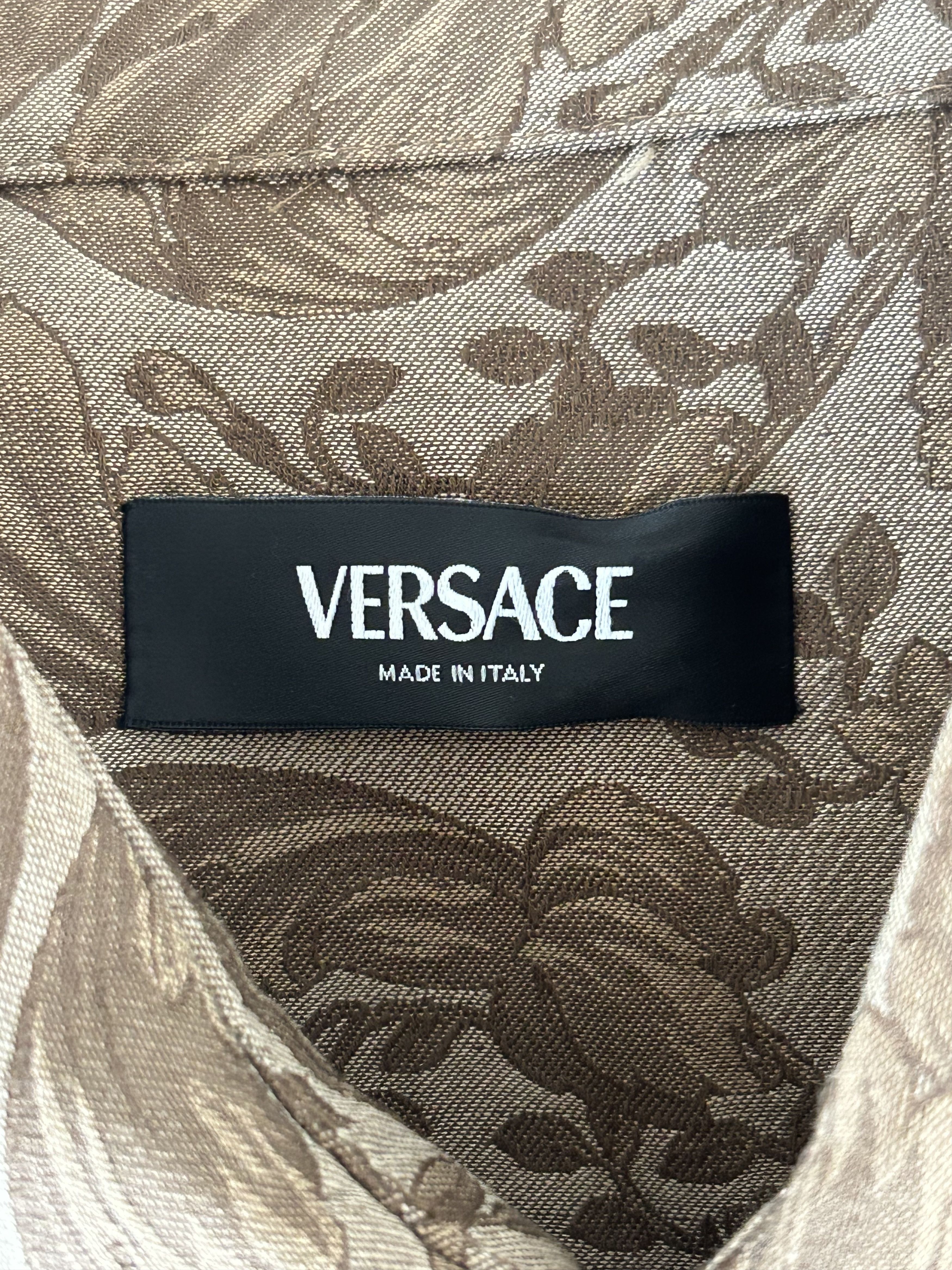 Versace Versace Brown Barocco Jacquard Overshirt Size US XXL / EU 58 / 5 - 3 Thumbnail