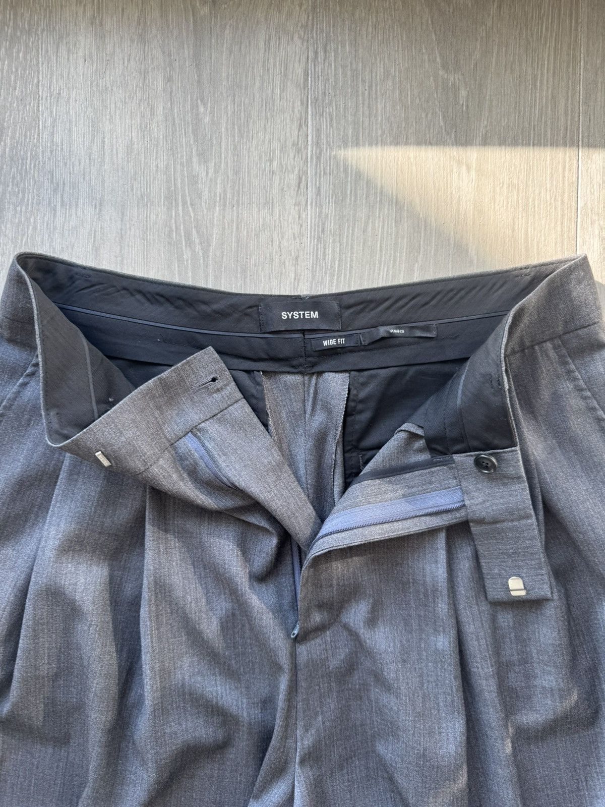 System System Grey Wide Wool Trousers Size US 34 / EU 50 - 3 Thumbnail