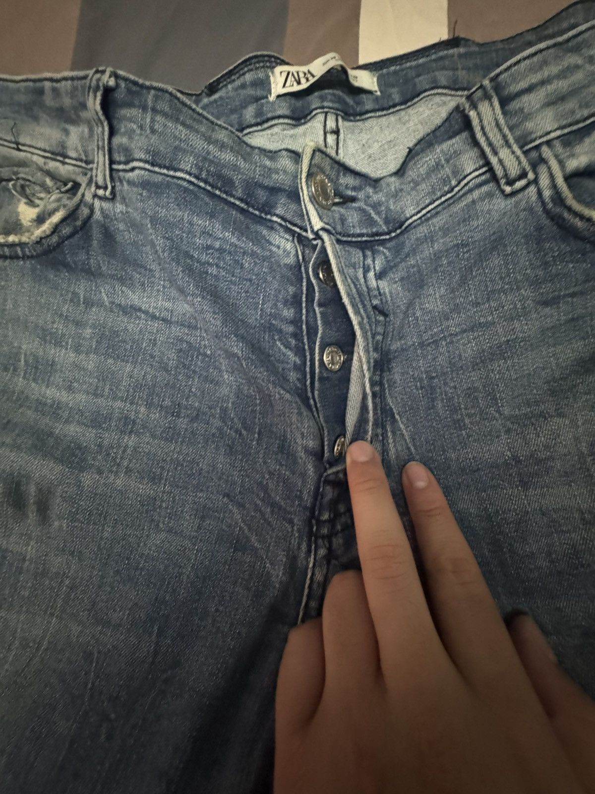 Zara Men’s Ripped Blue Jeans Size US 36 / EU 52 - 8 Thumbnail