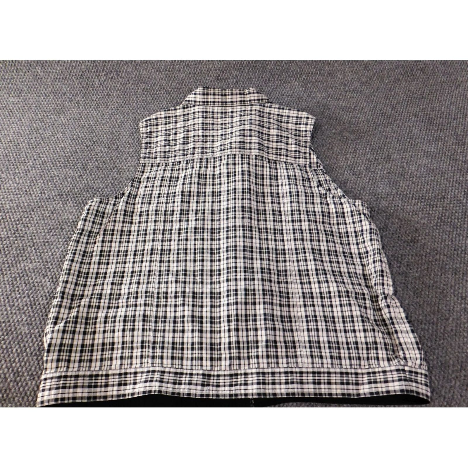 Vintage CJ Banks Blouse Shirt Women 1X Plaid Cotton Zip Round Neck Sleeveless Tunic Gray Plus Size Classic Style Size XL / US 12-14 / IT 48-50 - 7 Thumbnail