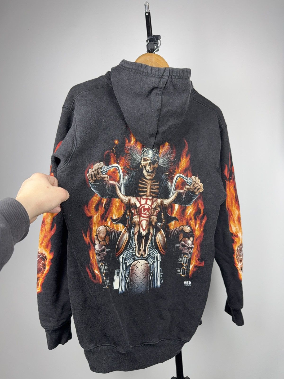 Harley Davidson Flaming Skull Biker Zip Hoodie Chopper Motorcycle Graphic Size US M / EU 48-50 / 2 - 14 Thumbnail