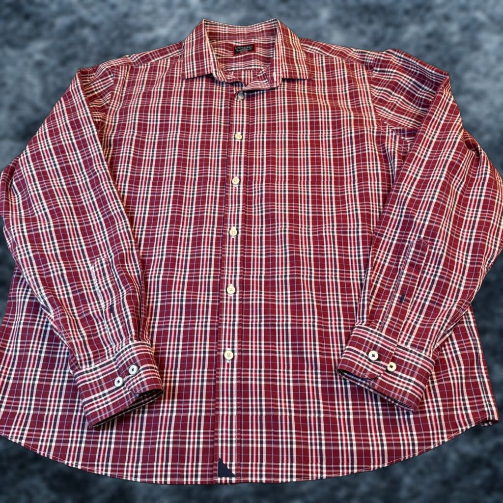 UNTUCKit UNTUCKit Button-Down Shirt Plaid Relaxed Fit Mens XL Burgundy Navy White Wrinkle Free Easy Care Collared Long Sleeve Casual Workwear" Size US XL / EU 56 / 4 - 1 Thumbnail