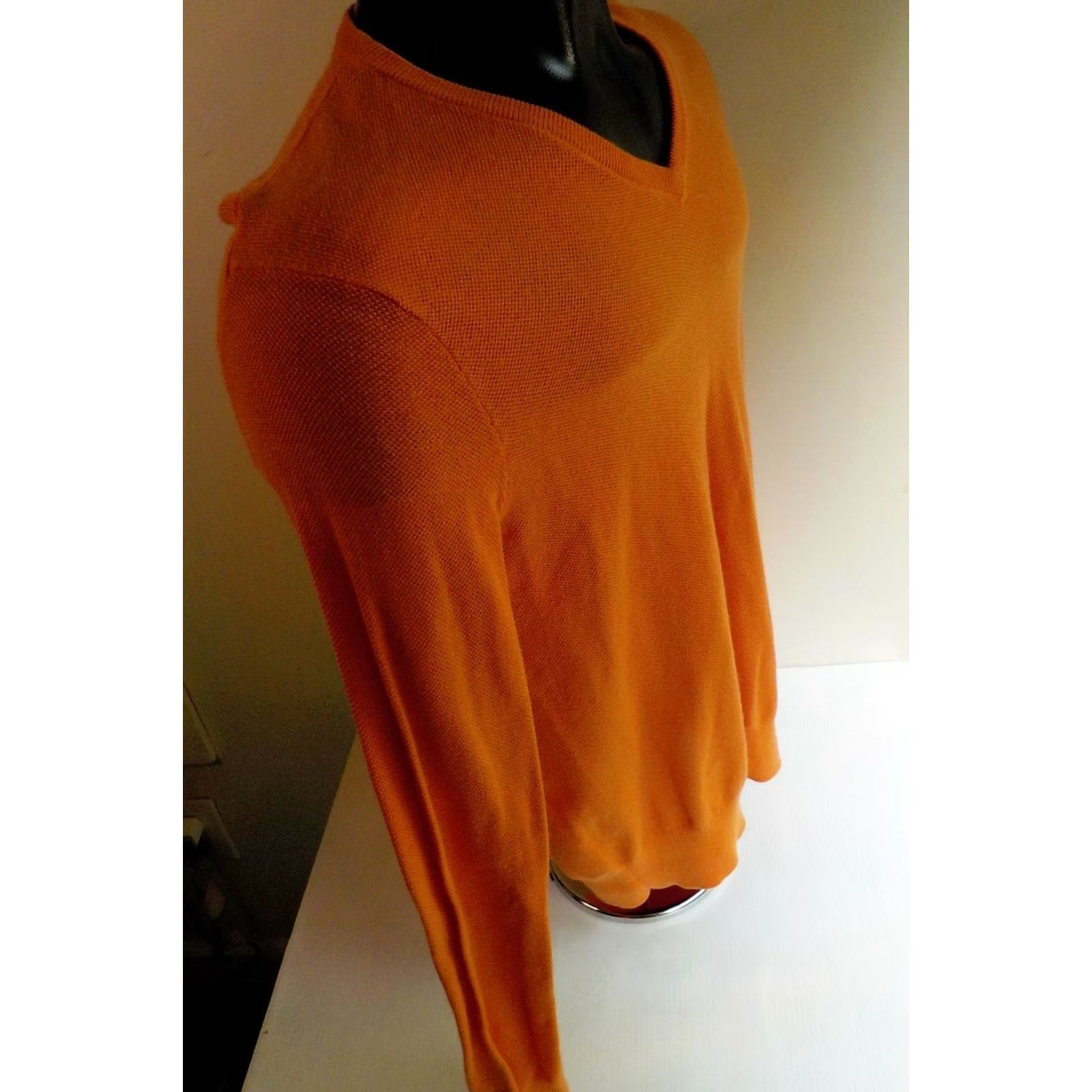 Polo Ralph Lauren Polo Ralph Lauren LS V-Neck Pullover Sweater Orange Cotton/Cashmere SZ Small Mens Pullover Knit Ribbed Neckline Cuffs Waistband Good Condition Size US S / EU 44-46 / 1 - 3 Thumbnail