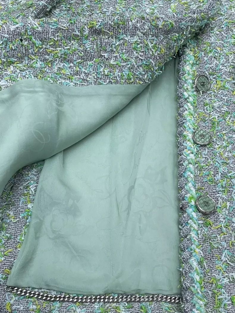 Chanel Chanel Classic silver thread broken green glitter jacket 25 Size XS / US 0-2 / IT 36-38 - 5 Thumbnail