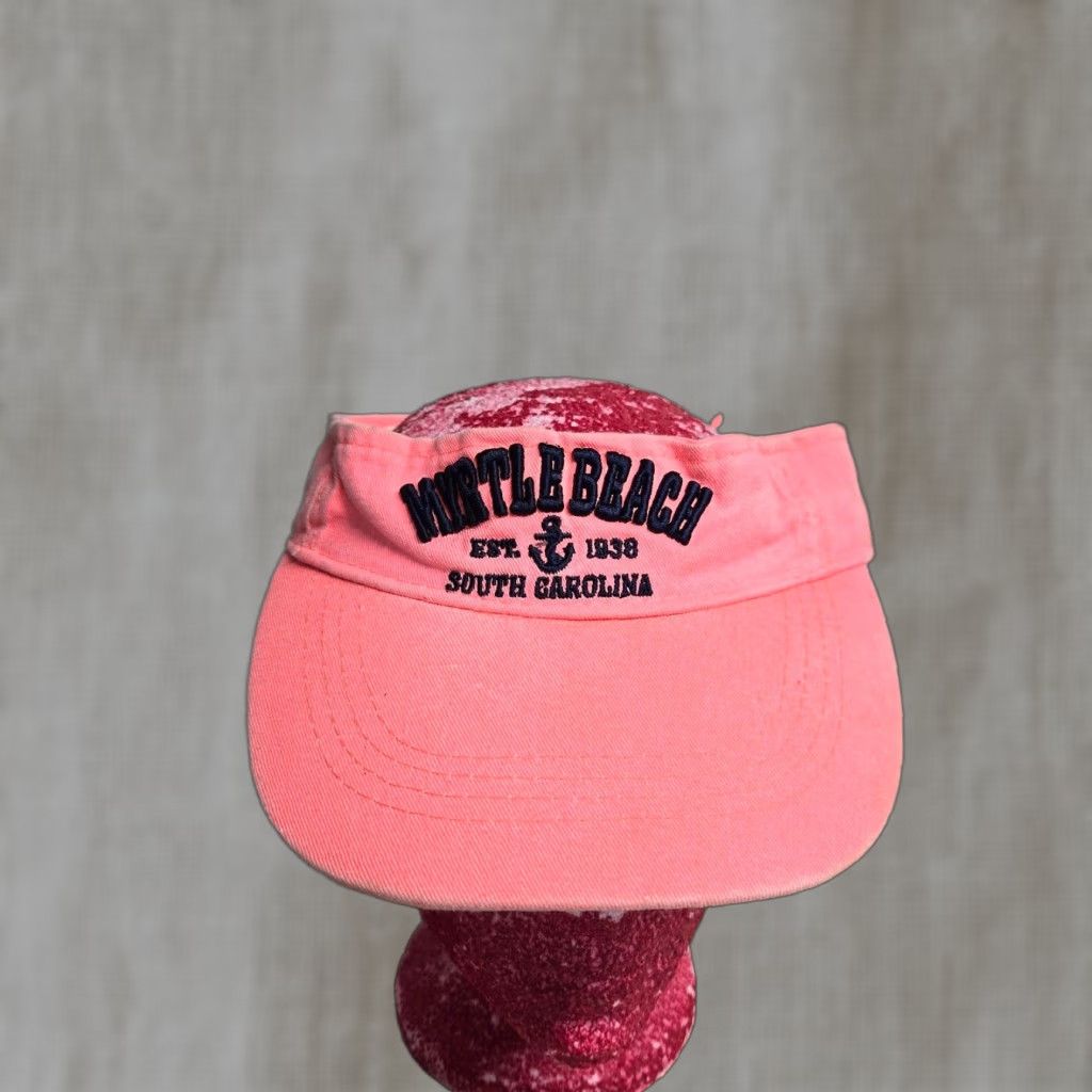 Vintage VINTAGE Myrtle Beach South Carolina Pink Embroidered Visor Hat Unisex Adjustable Cotton Cap Size ONE SIZE - 1 Thumbnail