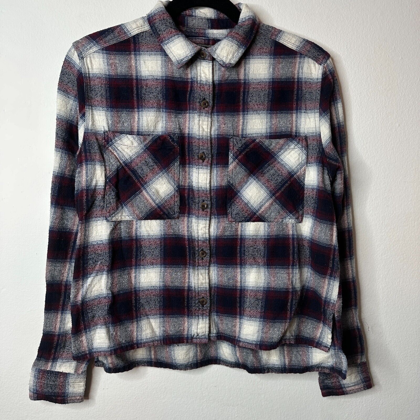 Forever 21 Black Red Blue White Plaid Cropped Flannel Button Shirt M Size M / US 6-8 / IT 42-44 - 11 Thumbnail