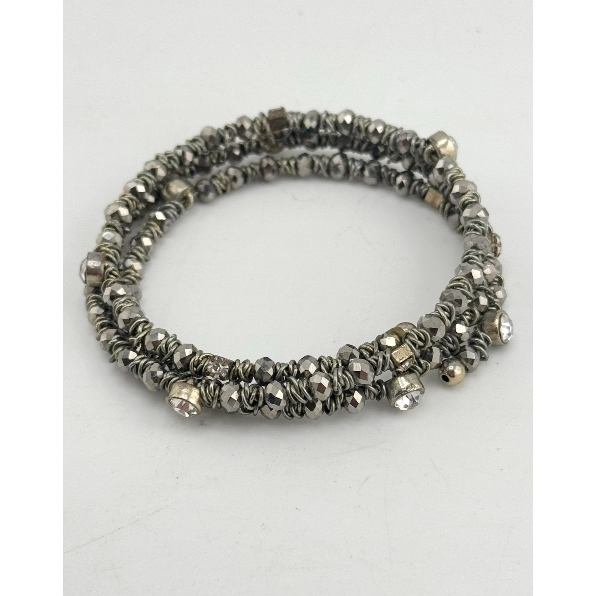 Vintage Vintage silver crystal rhinestone wire wrap cuff bracelet Size ONE SIZE - 2 Thumbnail