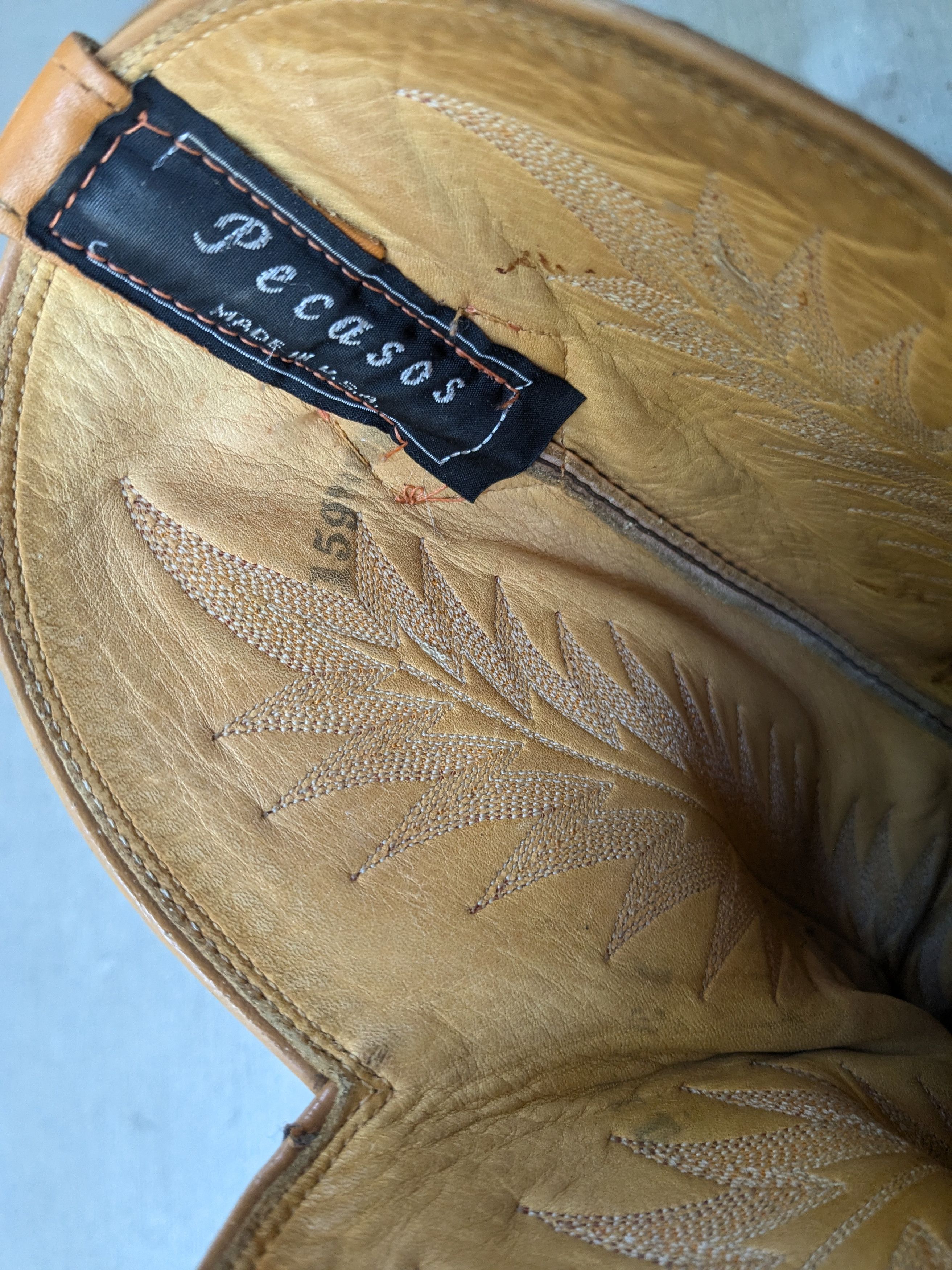 Genuine Leather Vintage Cowboy Boots Orange 11 EE Wide Western Botas Size US 11 / EU 44 - 7 Thumbnail