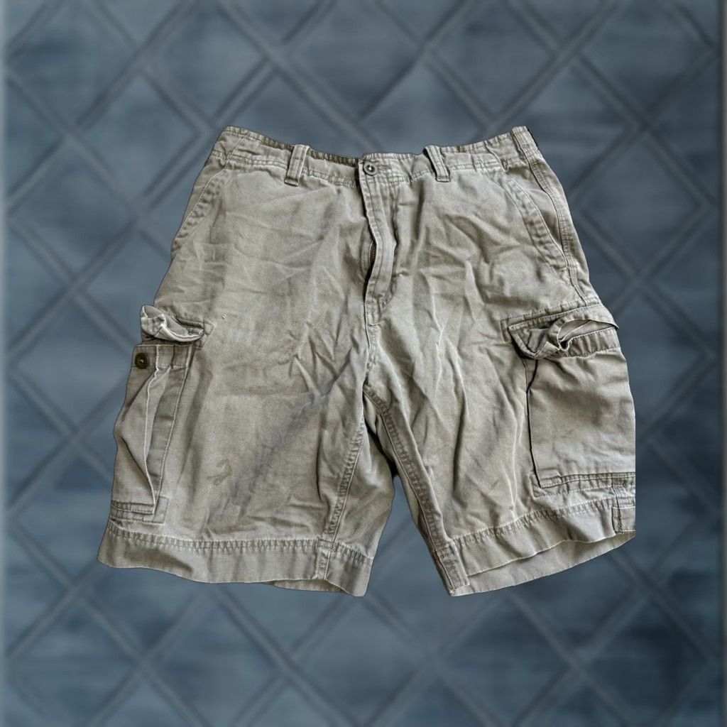 Gap VINTAGE Gap Cargo Shorts Men 31 Beige Brown Zip Fly Drawstring Buttoned Pockets Size US 31 - 1 Thumbnail