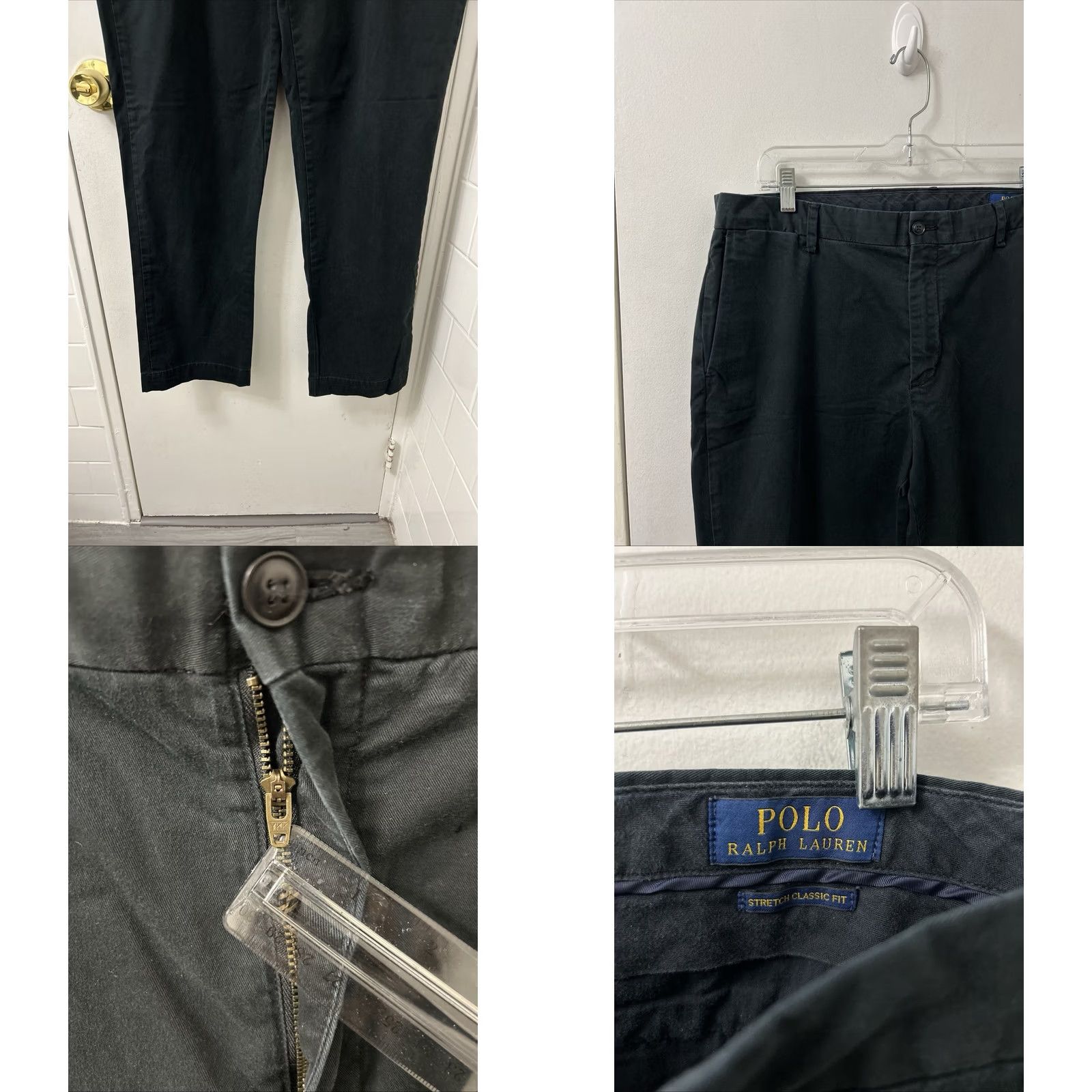Polo Ralph Lauren VINTAGE? No — Polo Ralph Lauren Chino Pants Mens 35x30 Black YKK Stretch Classic Fit Trousers Size US S / EU 44-46 / 1 - 8 Thumbnail