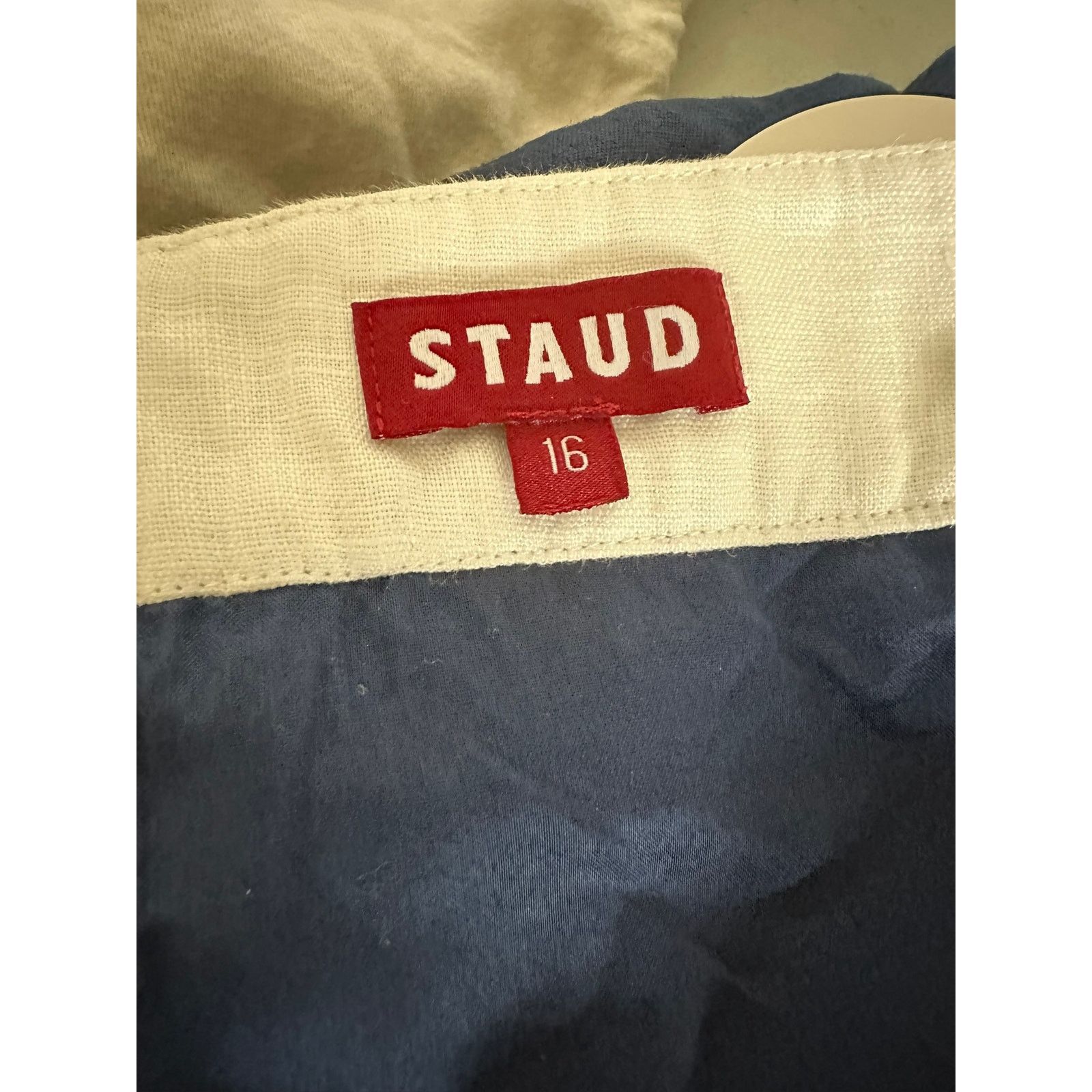 Staud STAUD Sirani Strapless Linen Dress Navy 16 Size XXL / US 16-18 / IT 52-54 - 5 Thumbnail