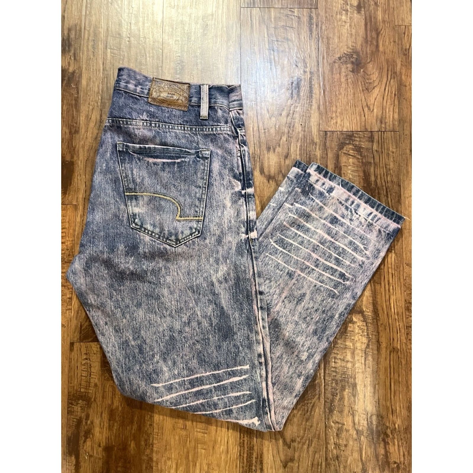 Vintage Evolution in Design Jeans Mens 36 Purple 36x32 Stone Wash Denim Artisan F558 Size US 36 / EU 52 - 2 Thumbnail