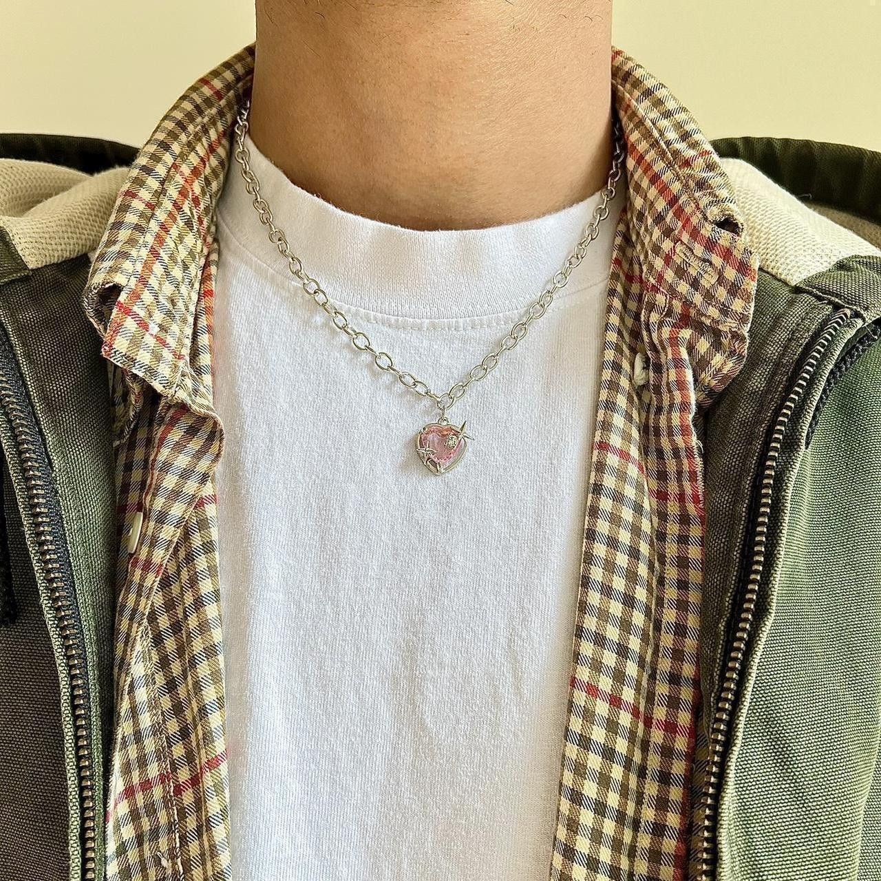 Jewelry y2k 2000s choker heart crystal star pendant silver necklace Size ONE SIZE - 1 Thumbnail