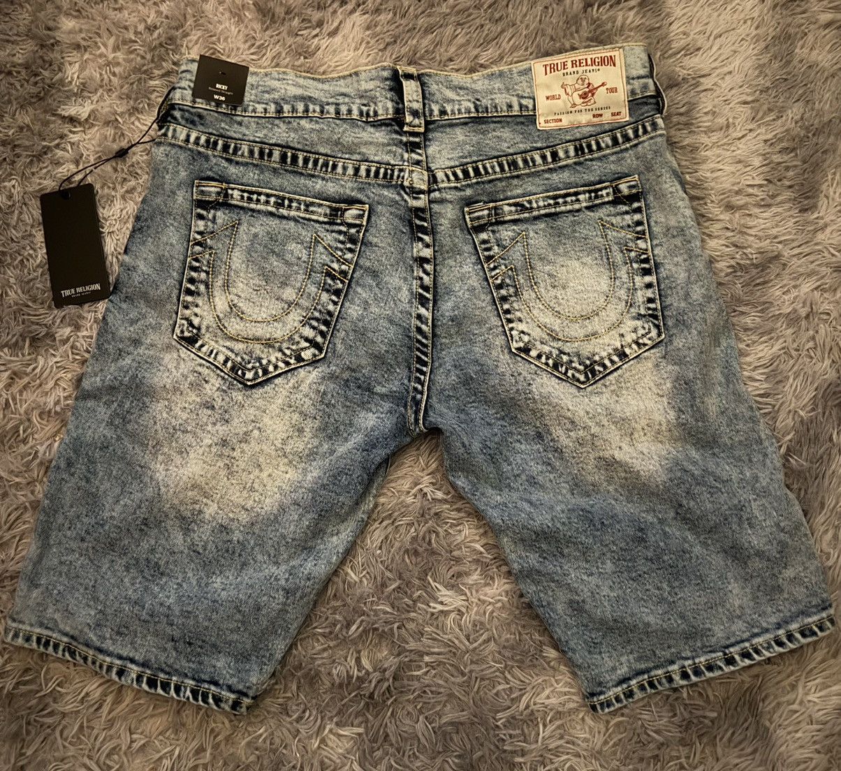 True Religion Distressed Blue Denim Shorts Deadstock Size 36
