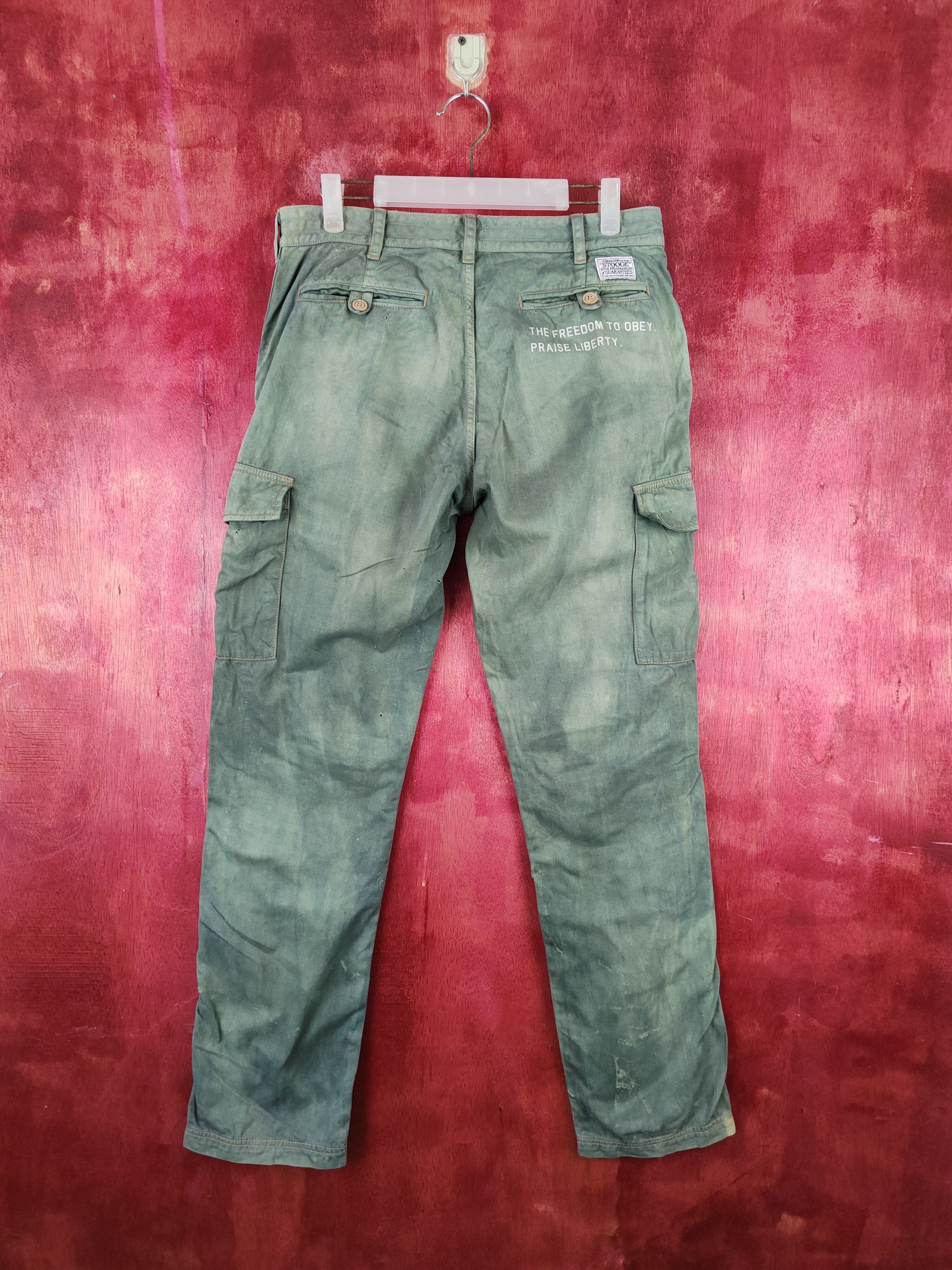 Japanese Brand Stooge&co Green Faded Multipocket Cargo Pants #S2014 Size US 30 / EU 46 - 8 Thumbnail