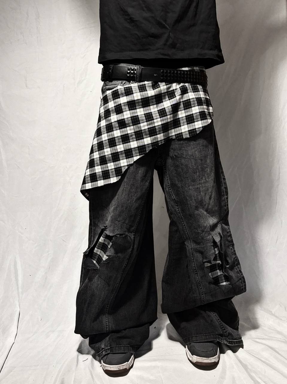 Japanese Brand Black Wide Leg Baggy – Handmade Streetwear Jeans Size US 36 / EU 52 - 1 Thumbnail