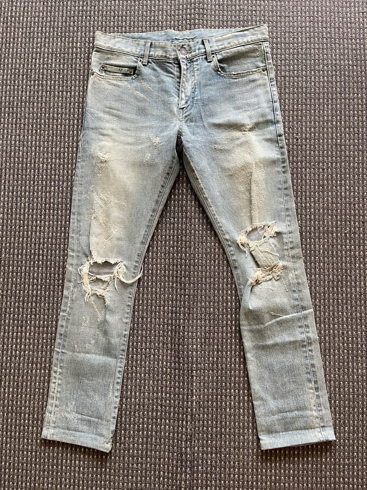 Saint Laurent Paris SLP 14AW Distressed Jeans Size US 31 - 1 Thumbnail