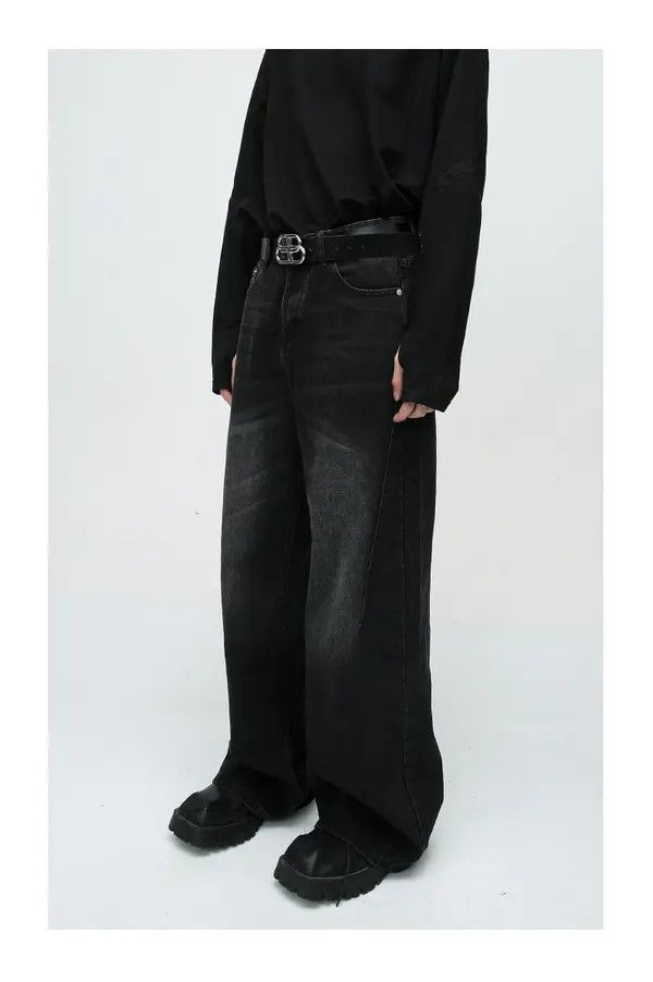 Japanese Brand Kagawa x Miho Black distressed vintage washed straight jeans Size US 32 / EU 48 - 2 Thumbnail