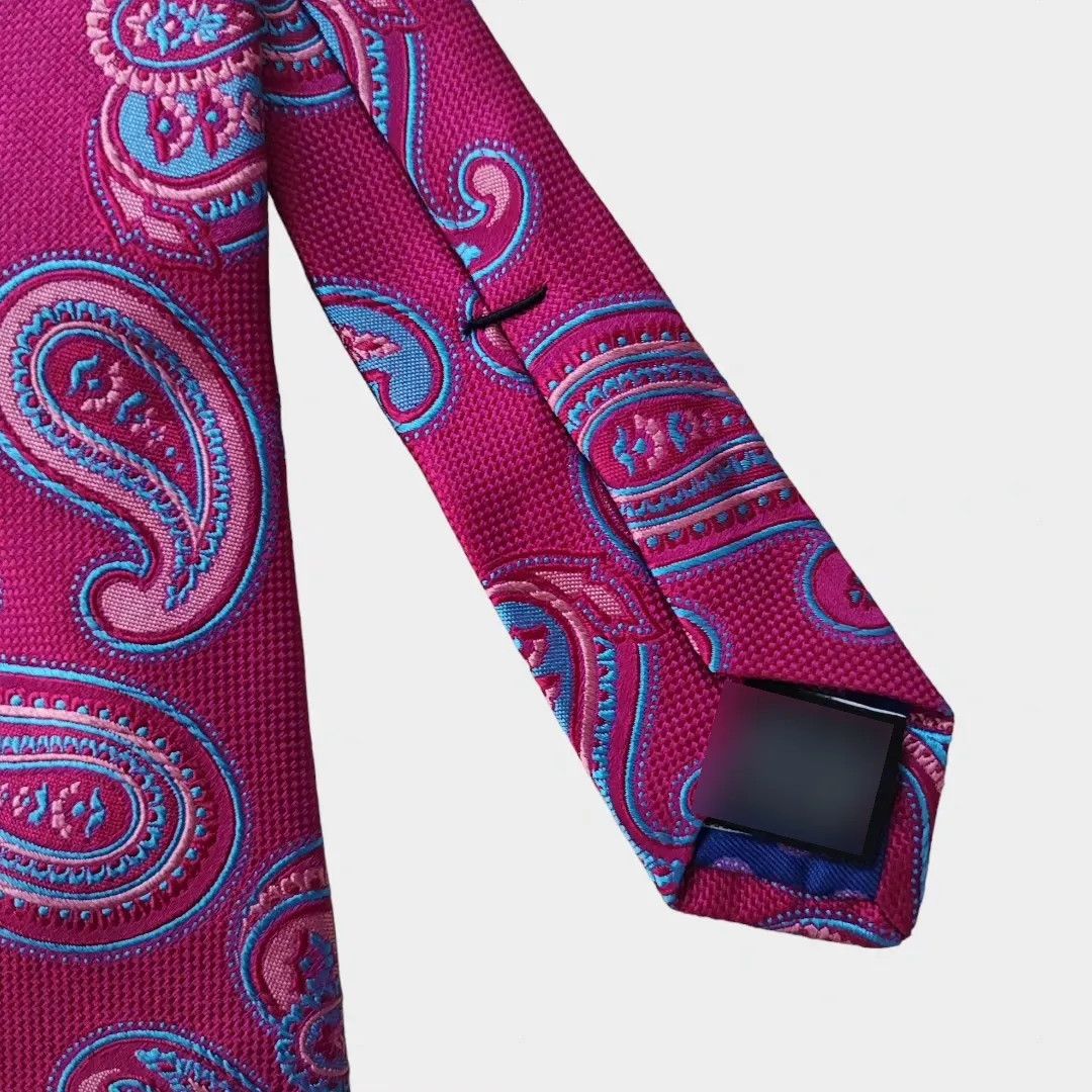 Ted Baker Ted Baker Silk Paisley Tie – Fuchsia & Blue-Fashionella Size ONE SIZE - 8 Thumbnail