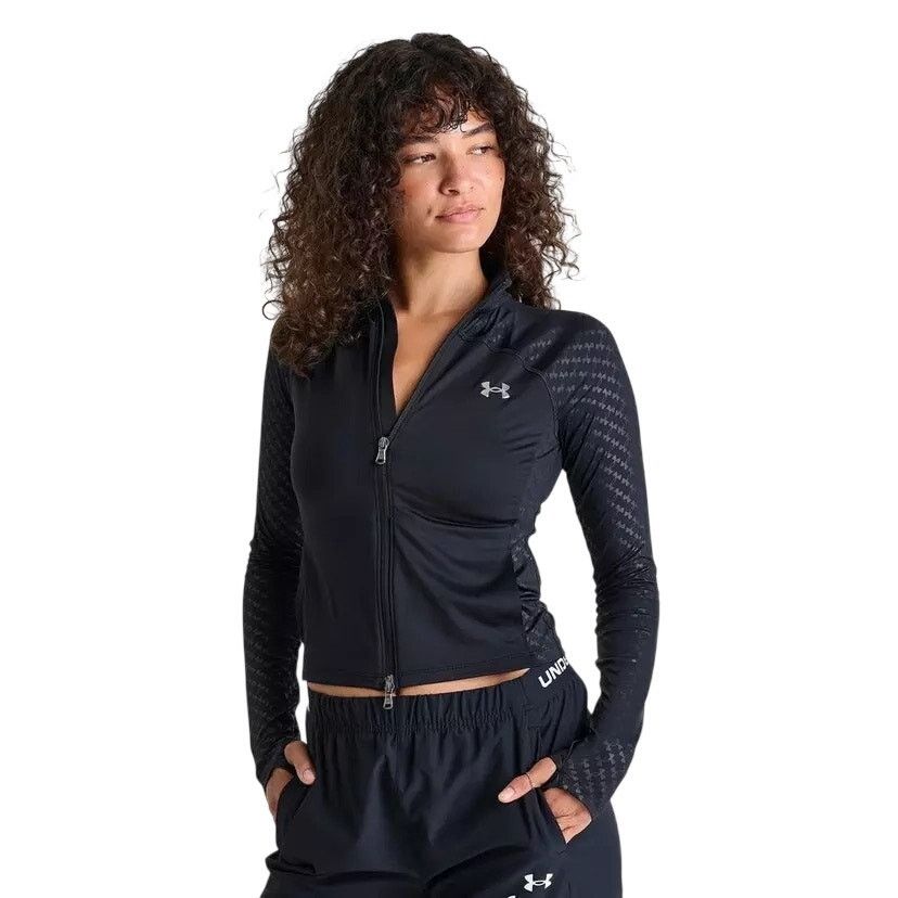 Under Armour Women's Under Armour Emboss Full-Zip Black Jacket - Size S Size S / US 4 / IT 40 - 1 Thumbnail