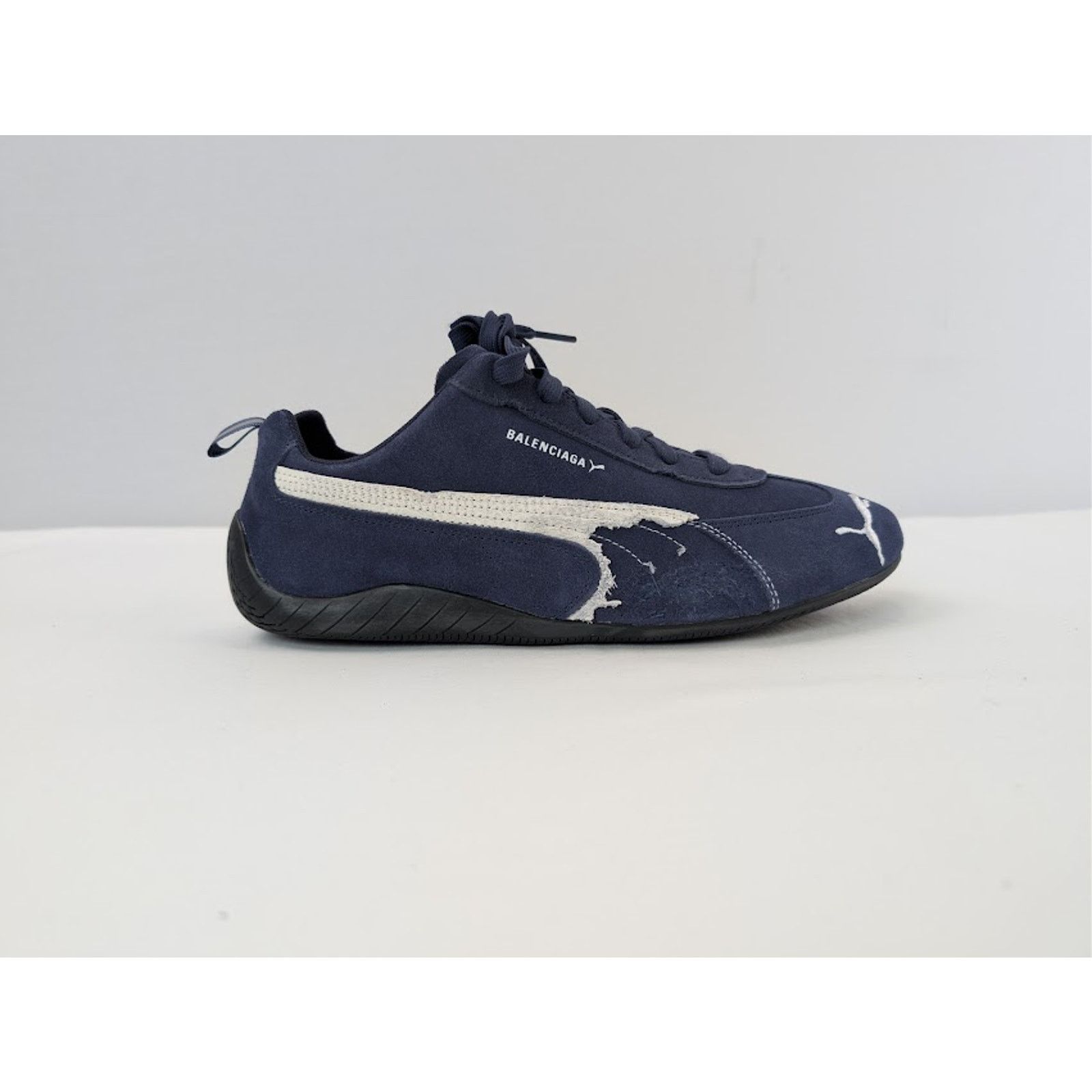 Balenciaga × Puma o1rshd1 Speedcat Destroyed Low Top Sneaker in Navy / White Size US 12 / EU 45 - 4 Thumbnail