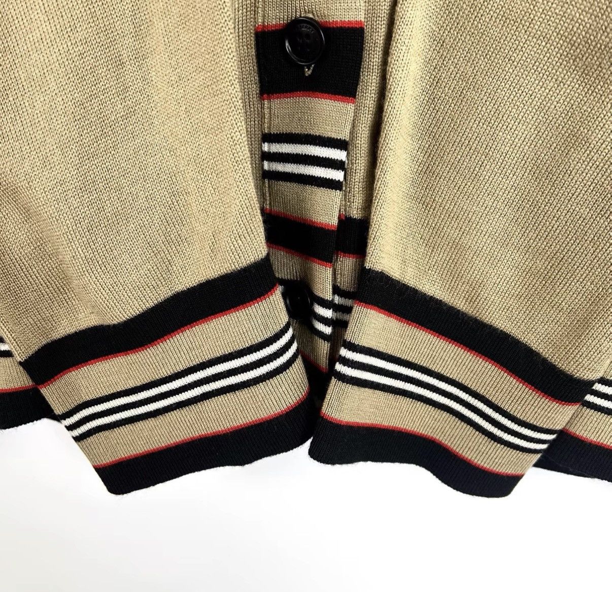 Burberry Burberry/Khaki Striped Panel Knit Cardigan K12 Size XL / US 12-14 / IT 48-50 - 6 Thumbnail