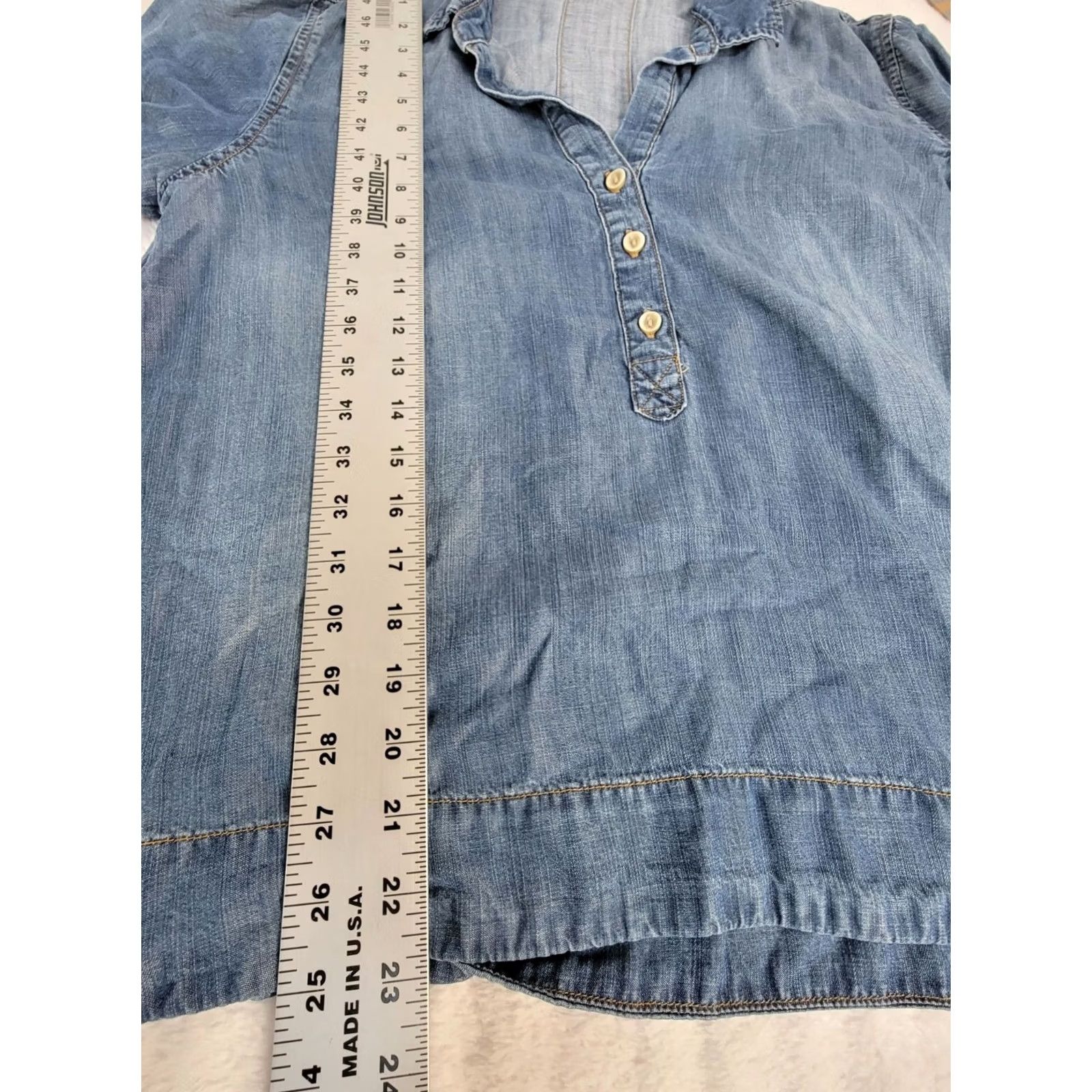 Denime Cloth & Stone Denim Button-Down Long Sleeve Shirt Medium Women Blue Pullover Shirt Size M / US 6-8 / IT 42-44 - 8 Thumbnail
