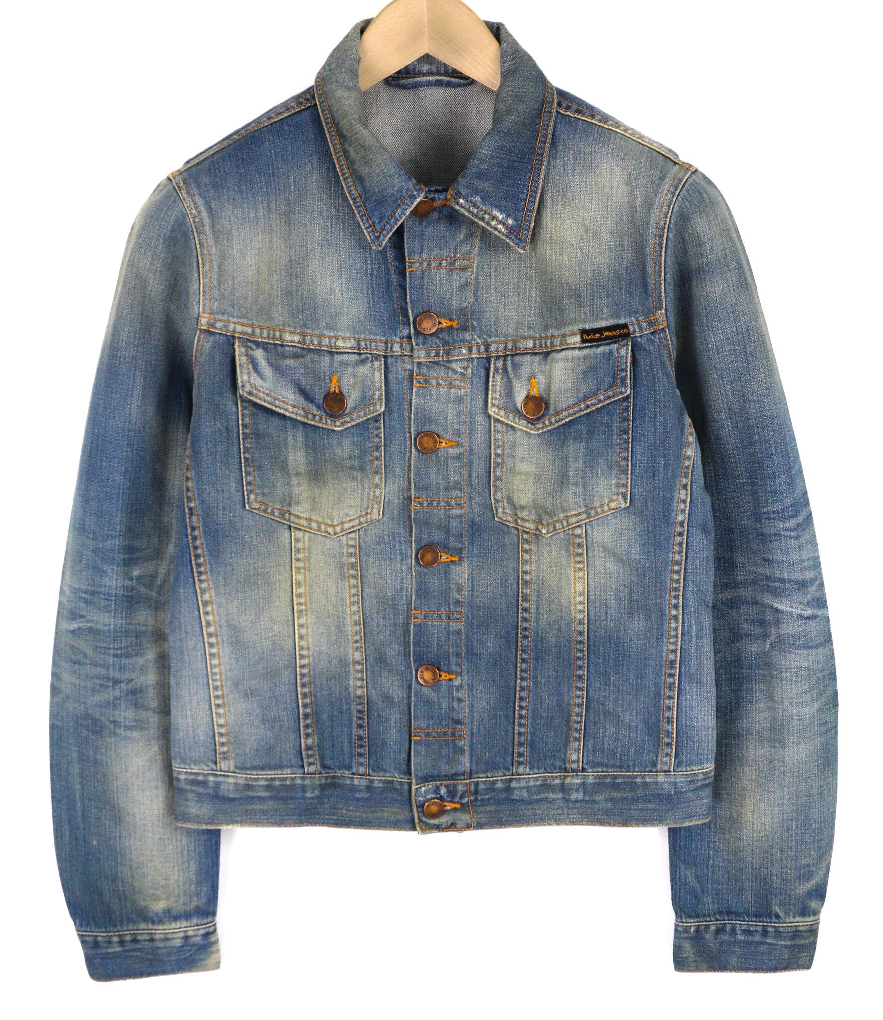Nudie Jeans PERRY S Organic Bright Broken Mid Blue Washed Jacket 82442 Size US S / EU 44-46 / 1 - 1 Thumbnail