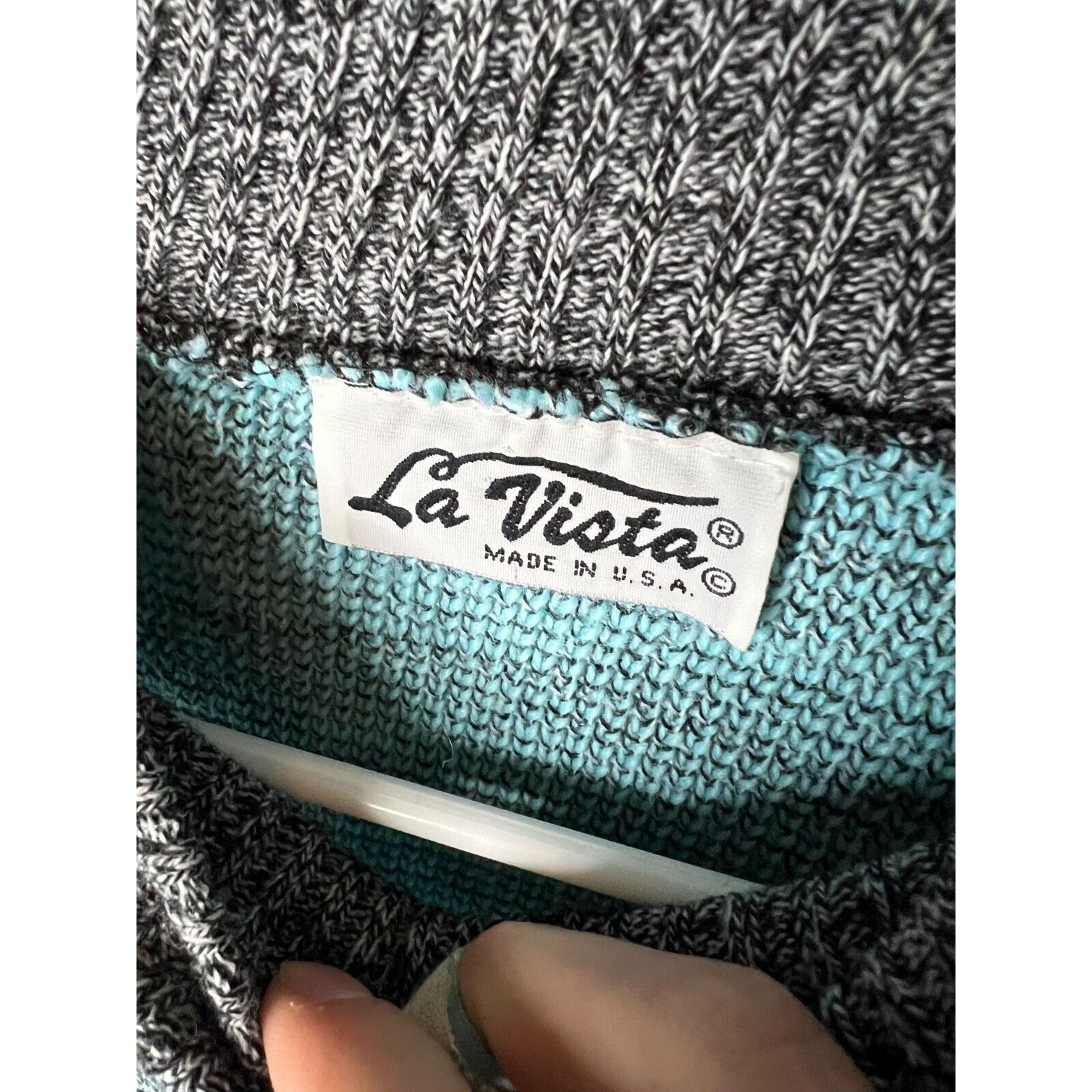 Vintage Vintage 80s Women Size S/M Blue gray diamond Grandma Sweater Size M / US 6-8 / IT 42-44 - 3 Thumbnail