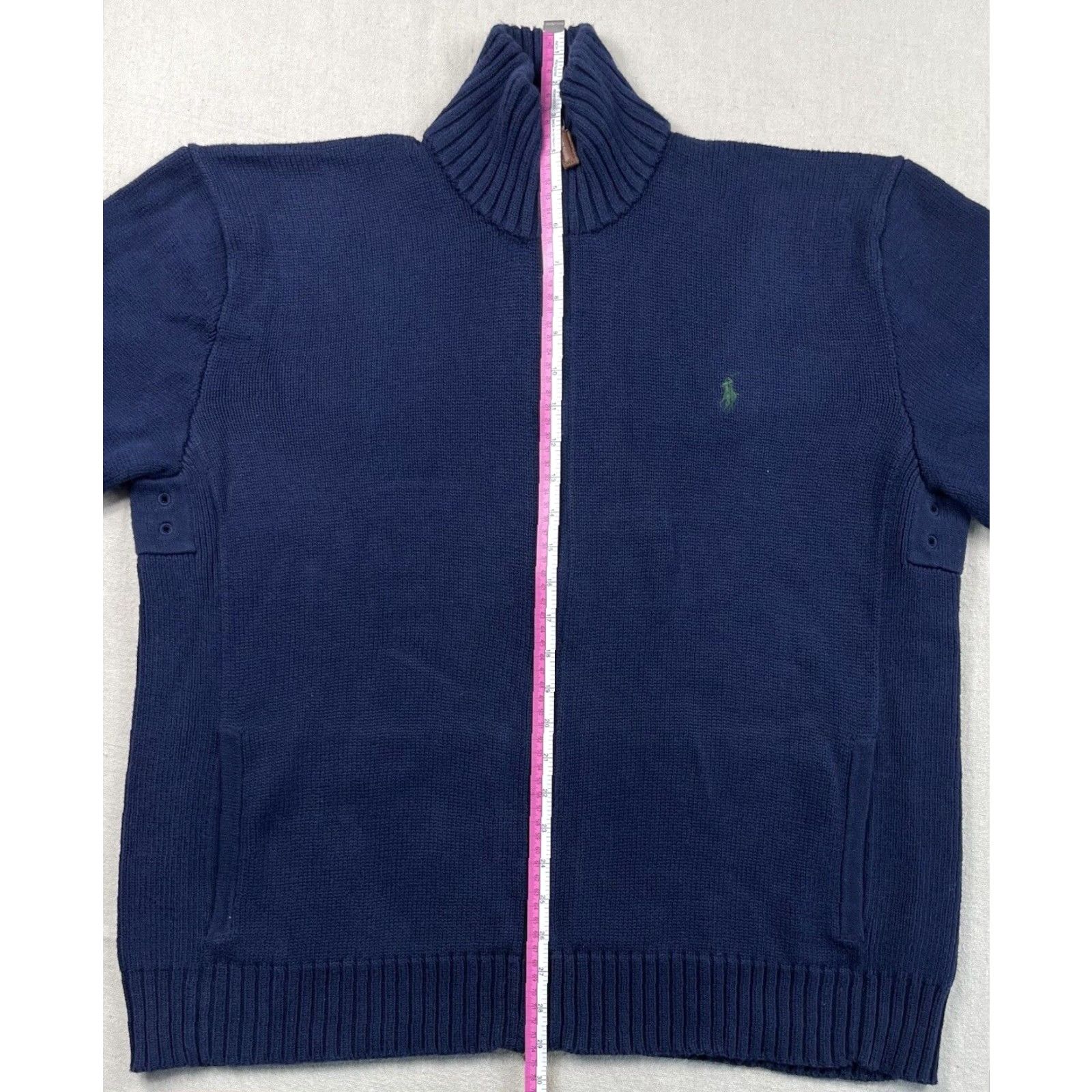 Polo Ralph Lauren VINTAGE Polo Ralph Lauren Cardigan Sweater Men’s L Solid Knit Blue Zip Pockets Outdoor Preppy Size US L / EU 52-54 / 3 - 6 Thumbnail